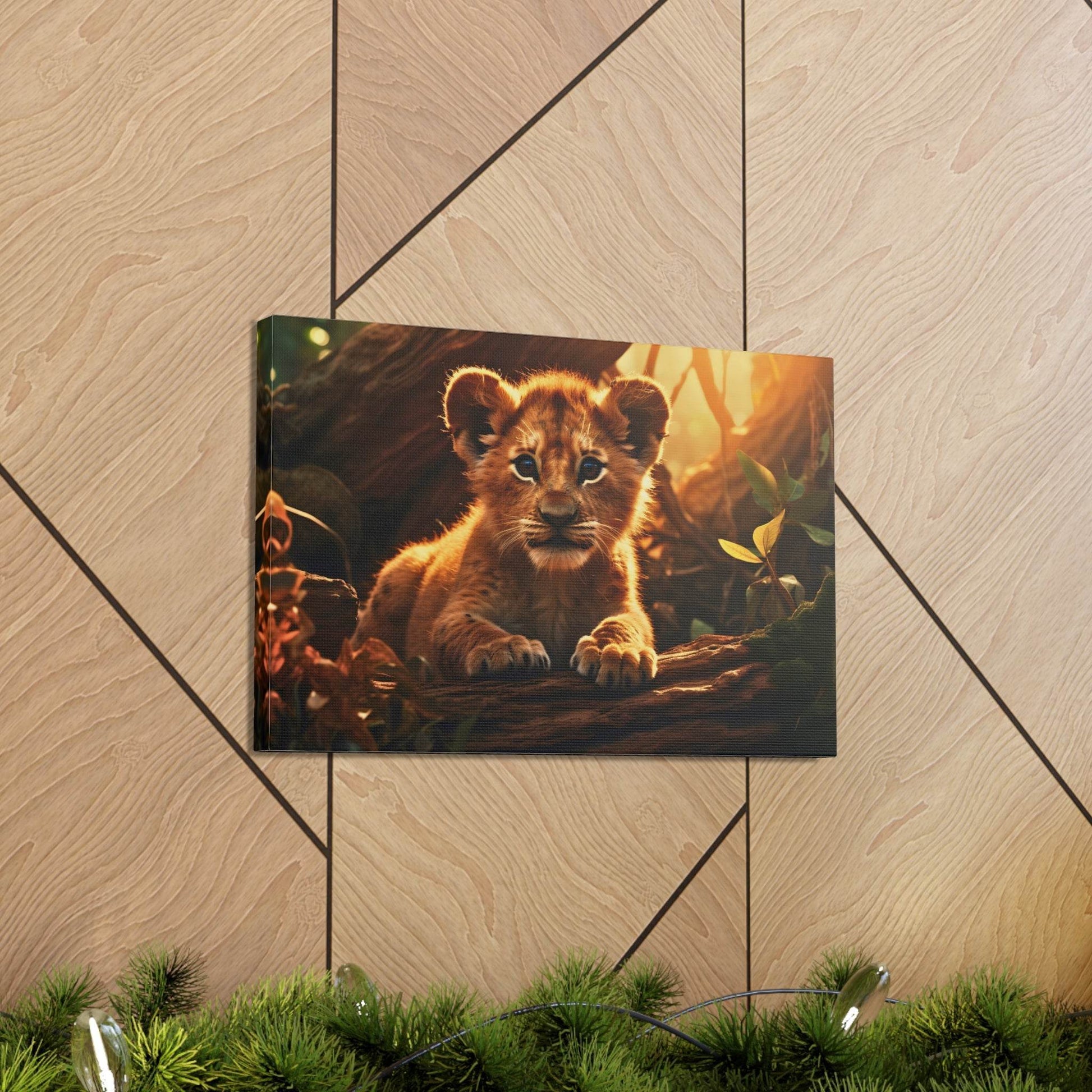 Baby Lion Cub Print Animal Nature Art Safari Nursery Canvas Gallery Wraps Baby Lion Print Large Canvas Art Animal Wall Art Lover Gift - Giftsmojo
