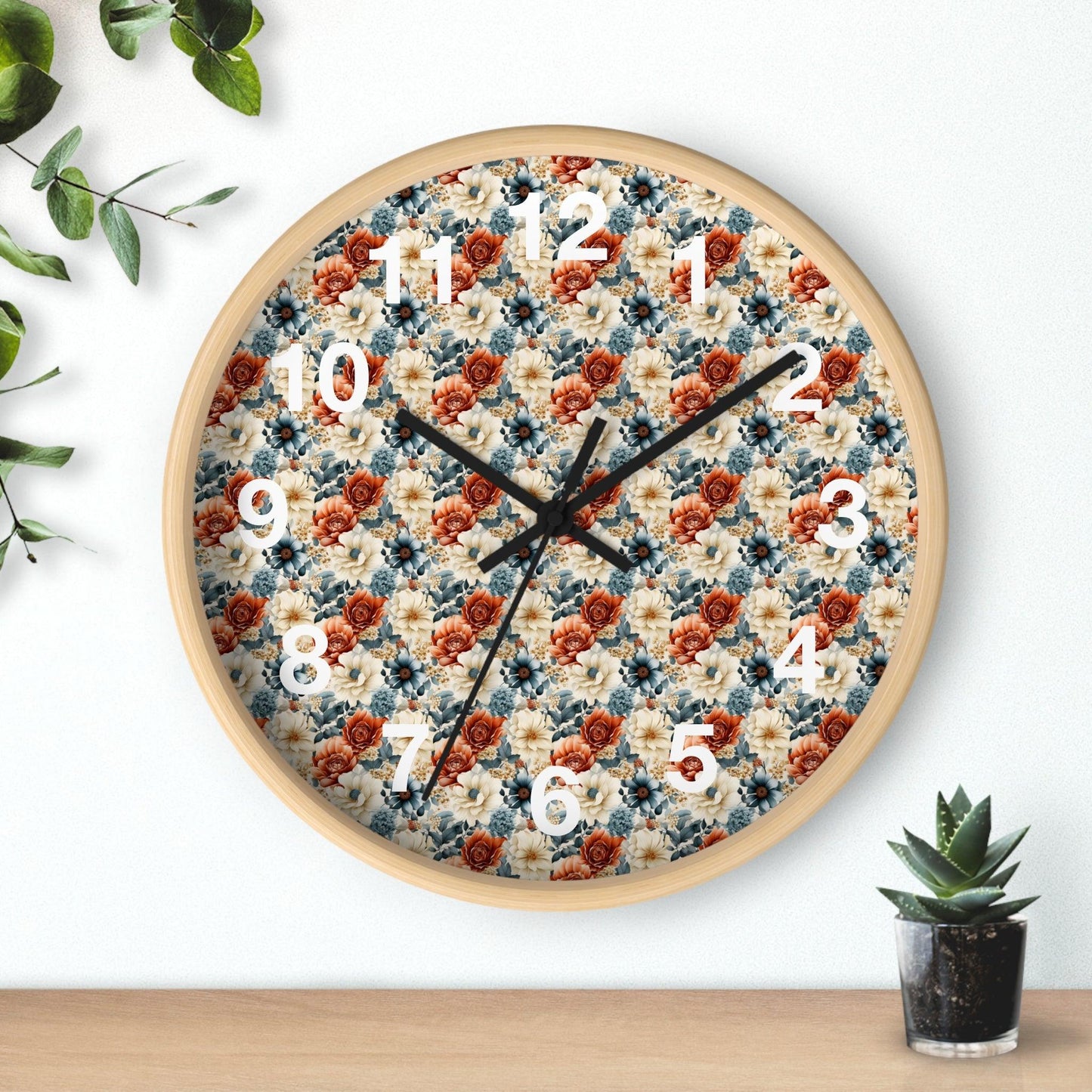 Vintage Flower Wall Clock Floral Wall Clock Kids Room Home Decor New Home House Warming Gift New Home Owner,
