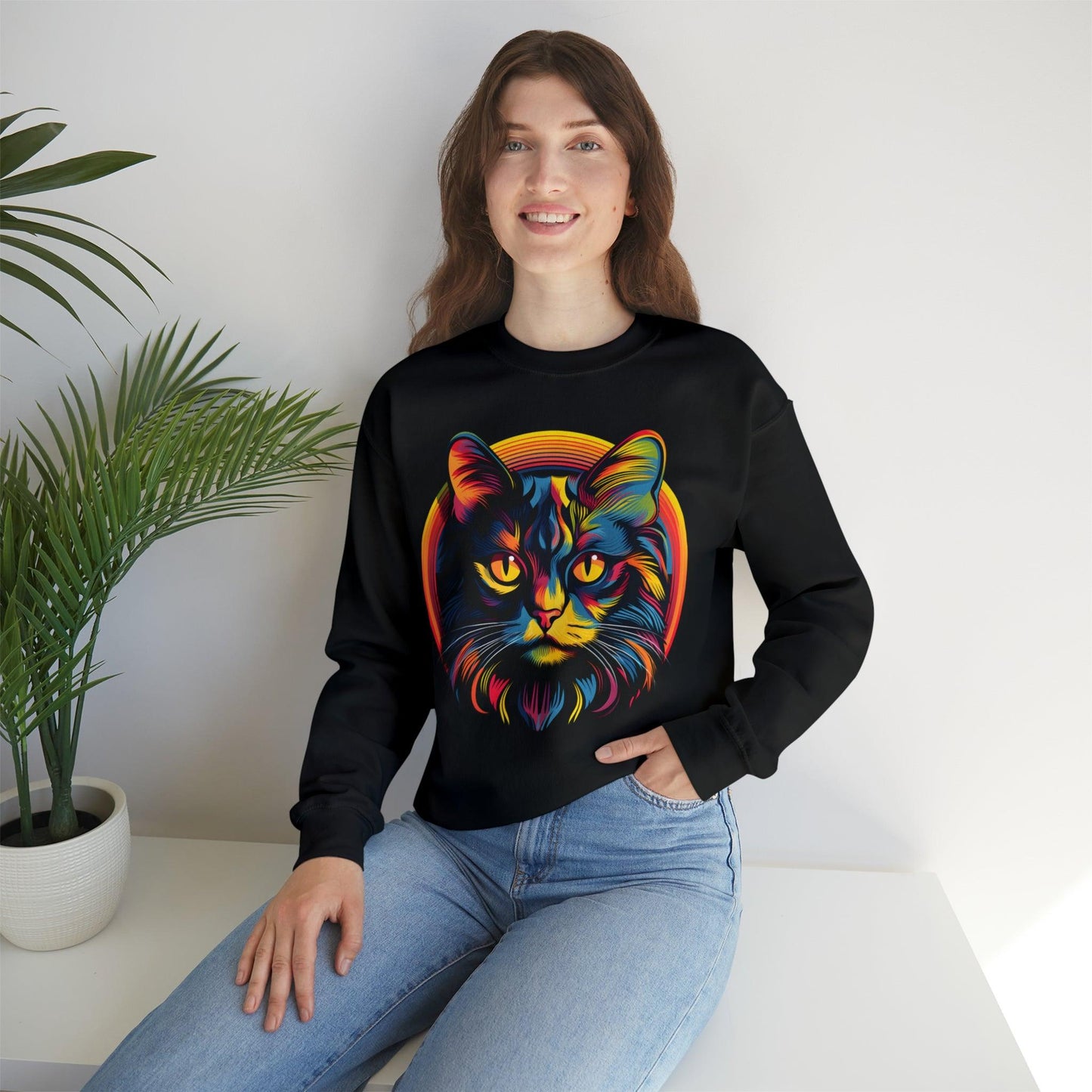 Vintage Cat Lover Sweater Retro Cat Sweatshirt Animal Lover Gift Cat Mom Gift Cat Lover Gift Cat Mom Sweatshirt Cat Crewneck Sweatshirt - Giftsmojo