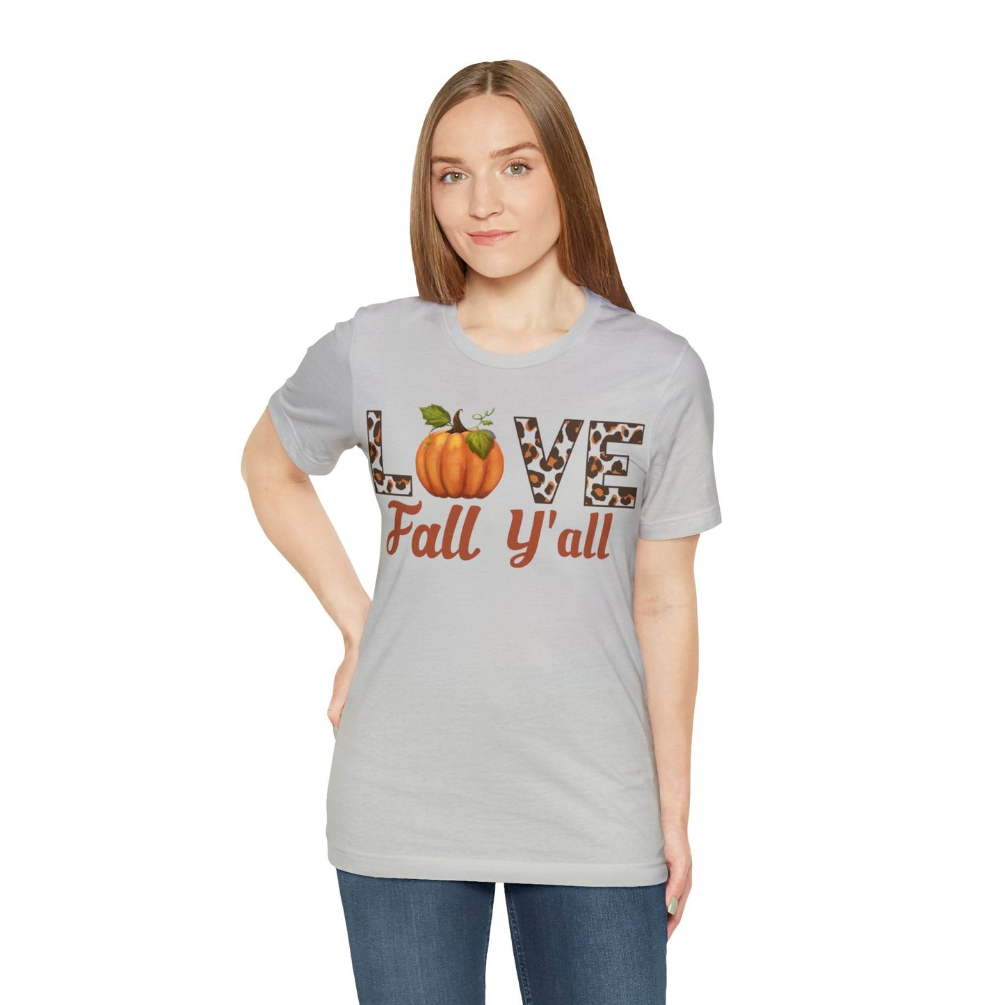 Leopard Print Love Fall Y'all Shirt, Pumpkin Shirt, Fall Shirt for Fall Lover, Fall gift - Giftsmojo
