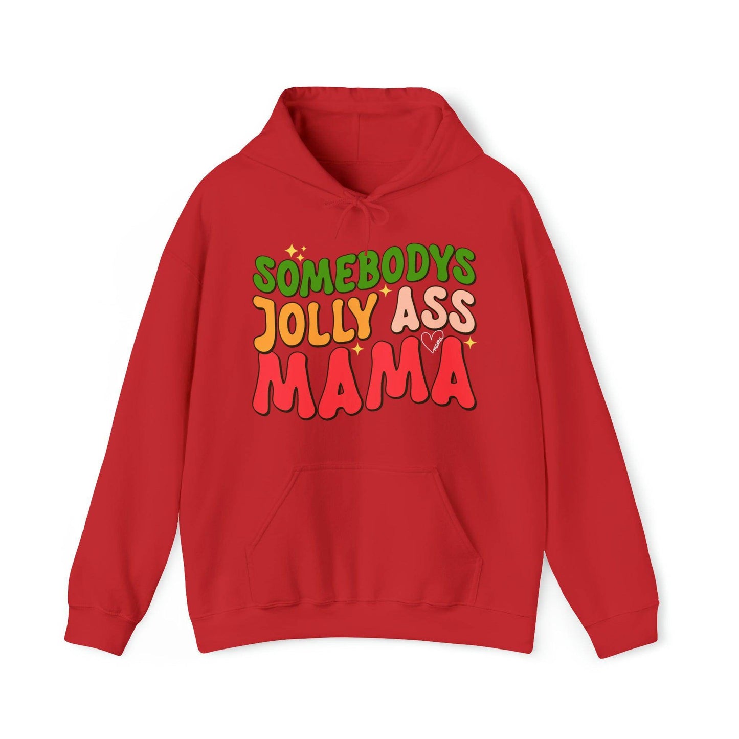 Funny Groovy Retro Christmas - Somebodys Jolly Ass MAMA Christmas Hooded Sweatshirt - Giftsmojo
