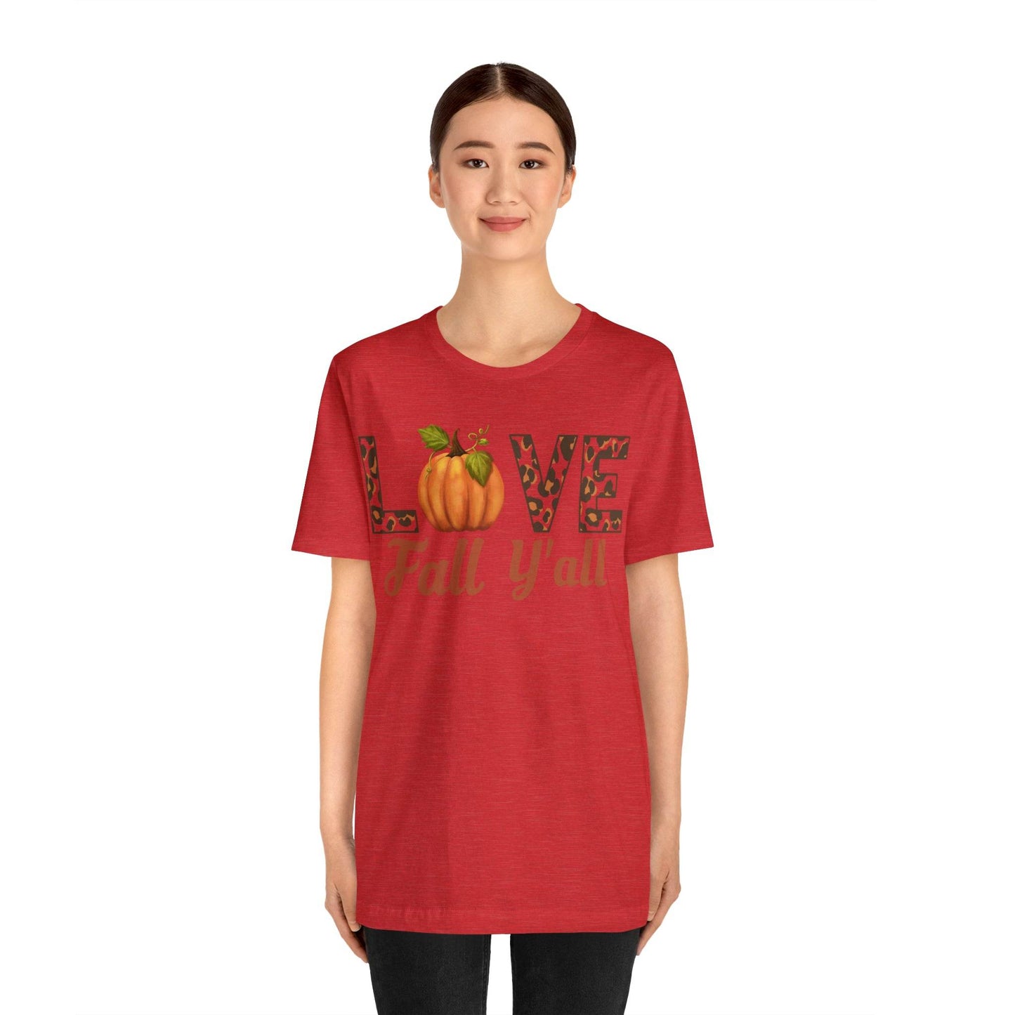Leopard Print Love Fall Y'all Shirt, Pumpkin Shirt, Fall Shirt for Fall Lover, Fall gift - Giftsmojo