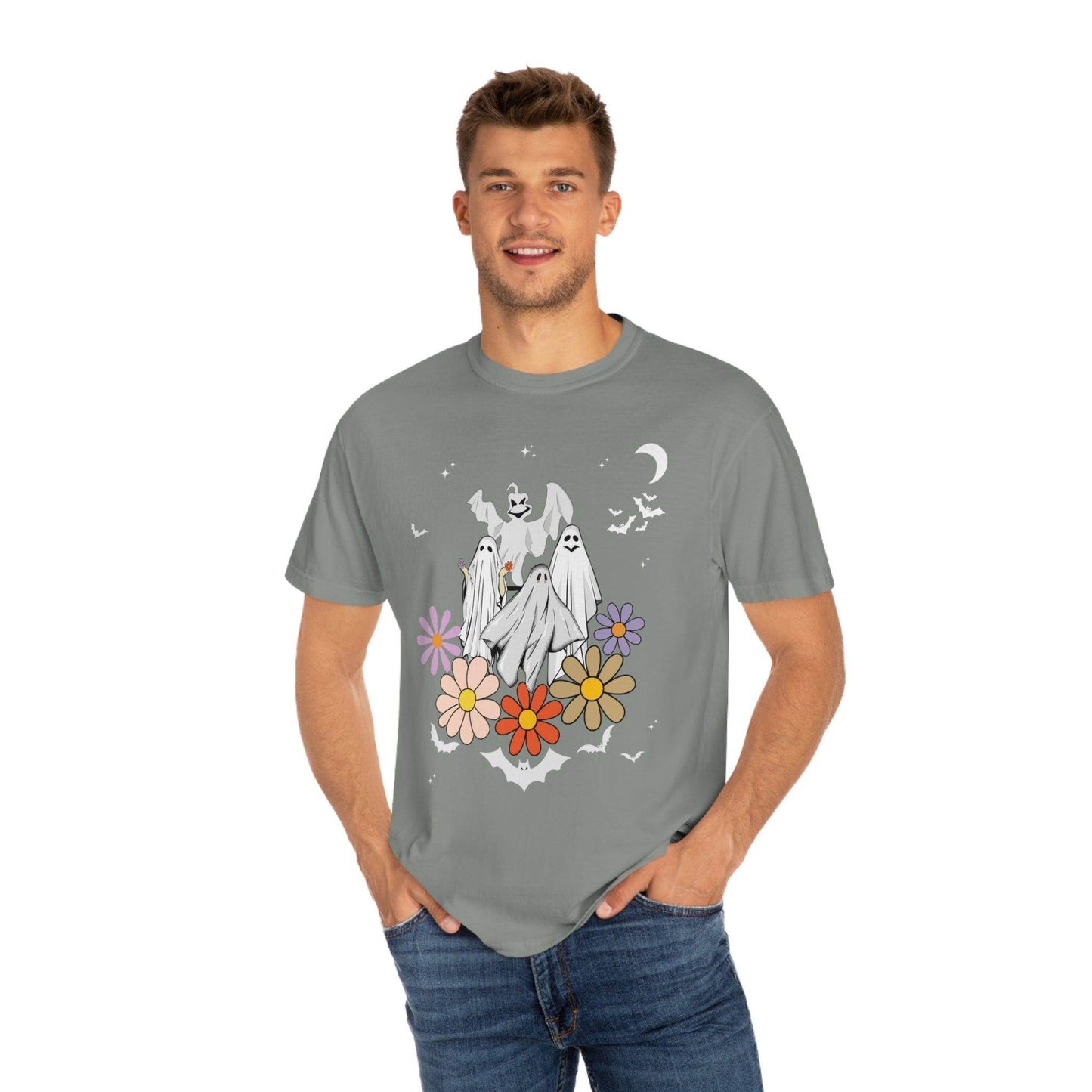 Retro Halloween t-shirt, Vintage Floral Ghost Shirt Halloween Shirt - Giftsmojo