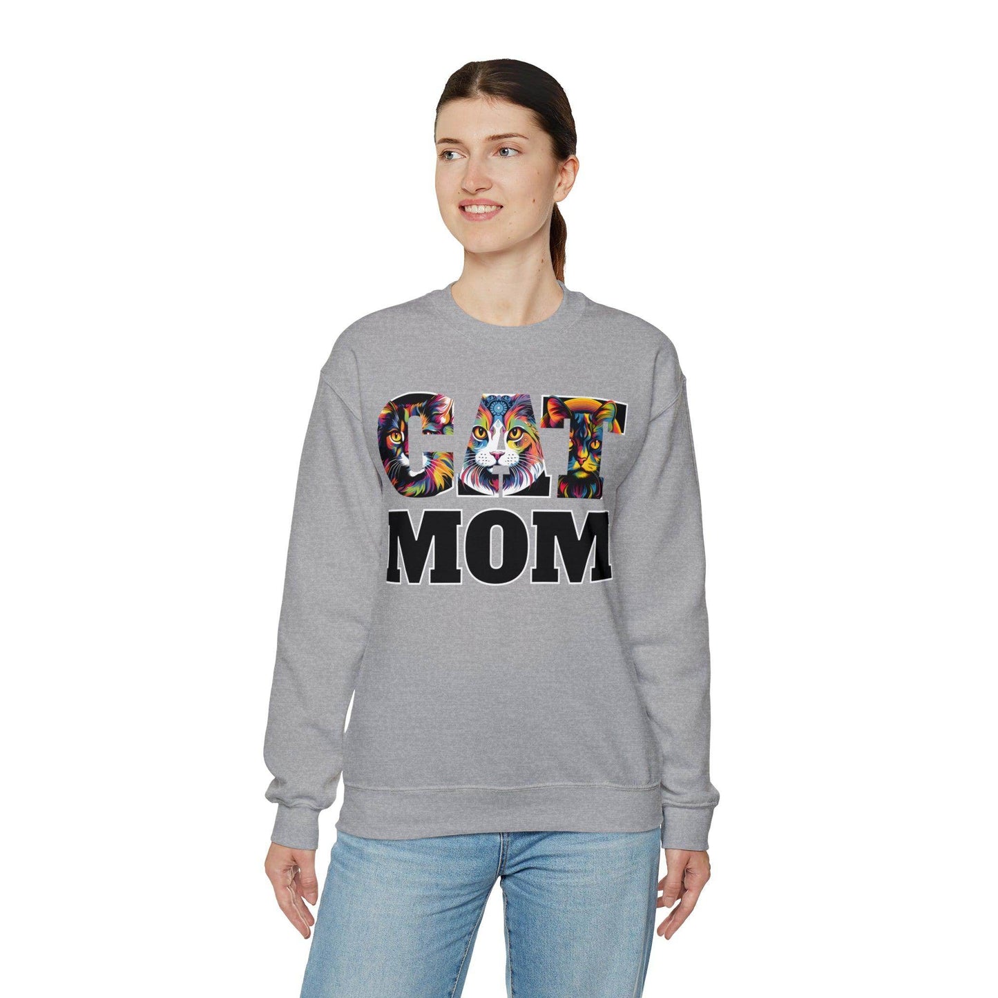 Cat Mom Sweatshirt Cat Sweatshirt Cat Crewneck Sweatshirt Cat Mom Gift Cat Lover Gift Cat Mama Shirt Cat Lover Sweater Animal Lover Gift - Giftsmojo