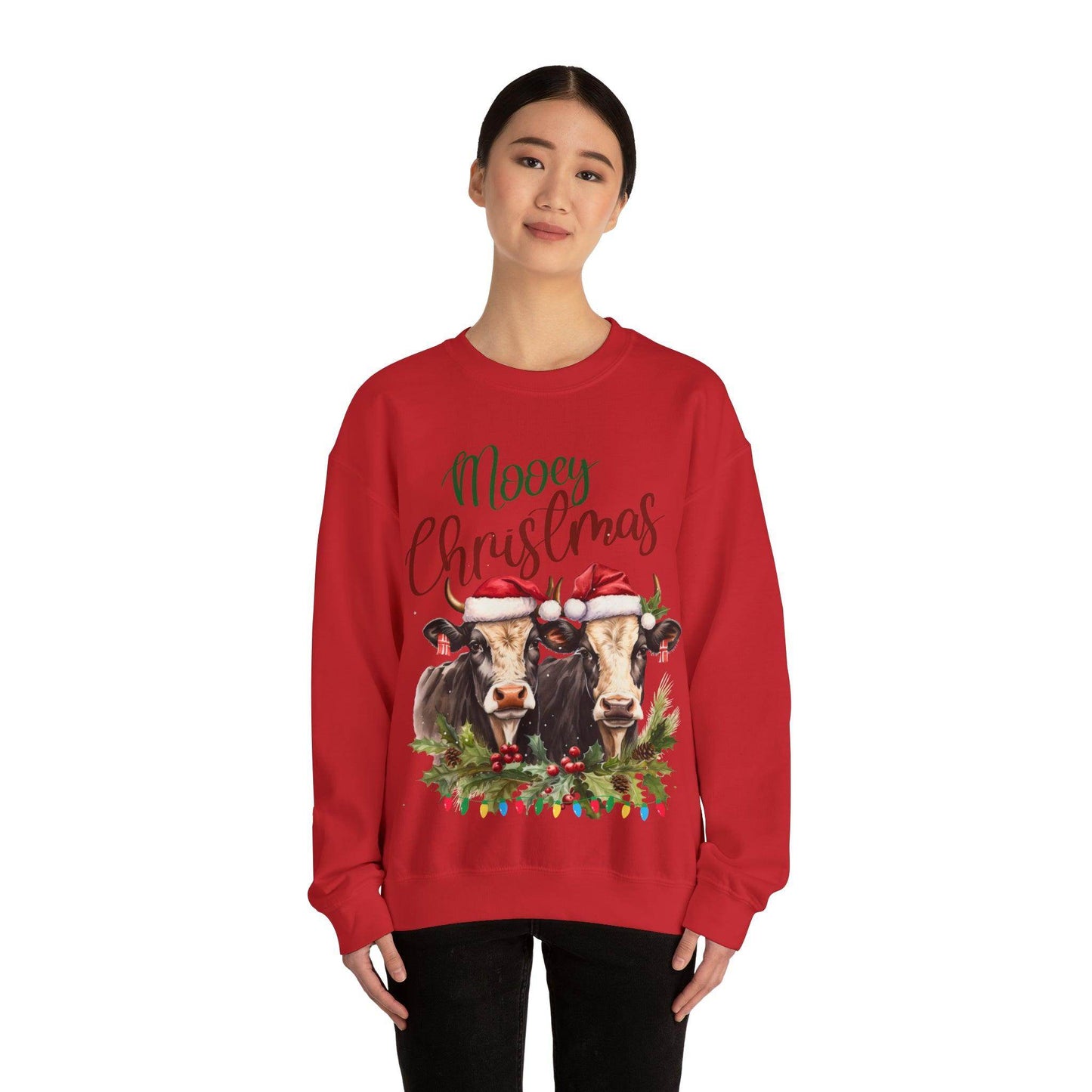 Farm Christmas Sweatshirt Christmas on The Farm Sweatshirt Mooey Christmas Sweatshirt - Giftsmojo