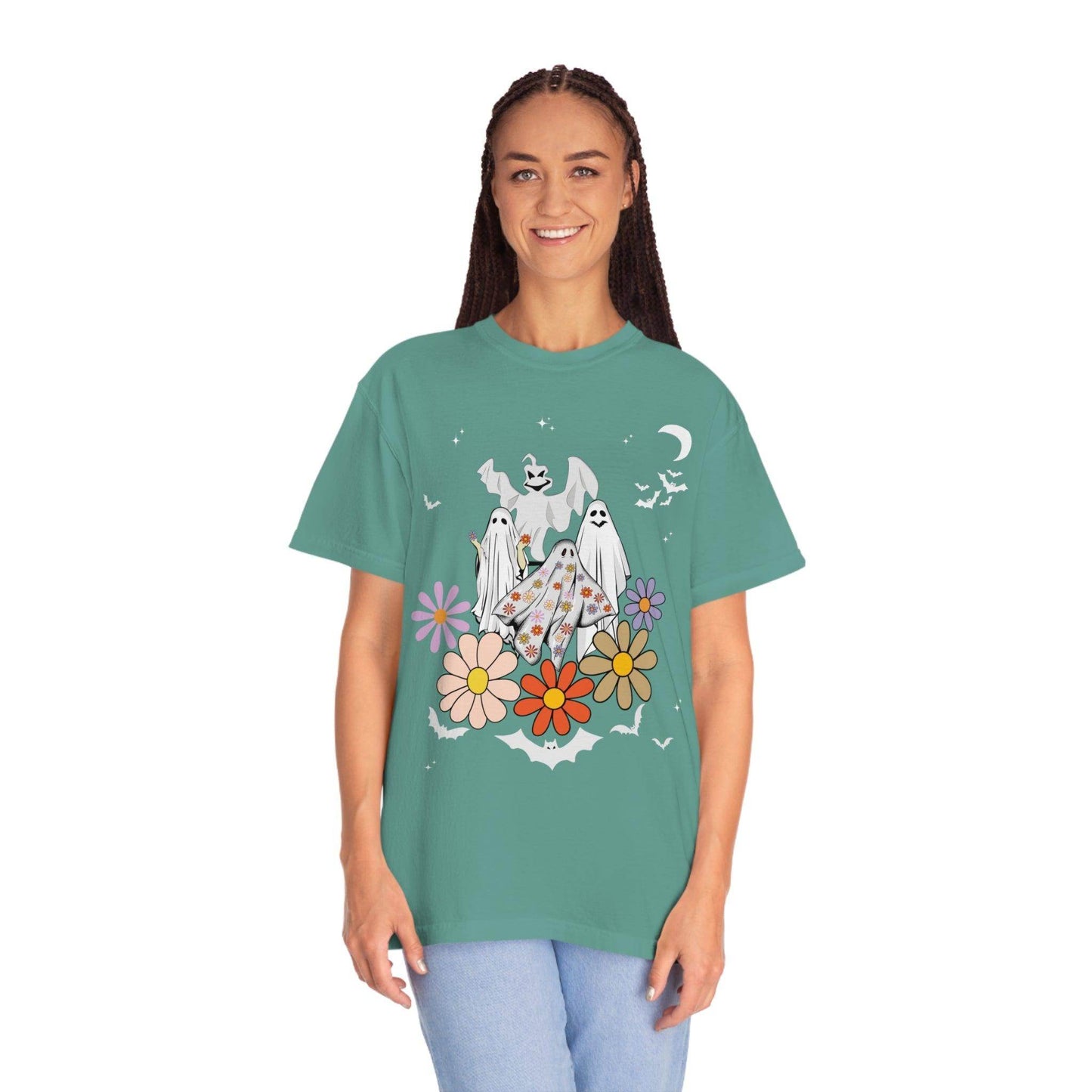 Floral Ghost Tshirt Retro Halloween Tshirt, Trick or Treat shirt, Vintage Shirt Halloween Shirt - Giftsmojo