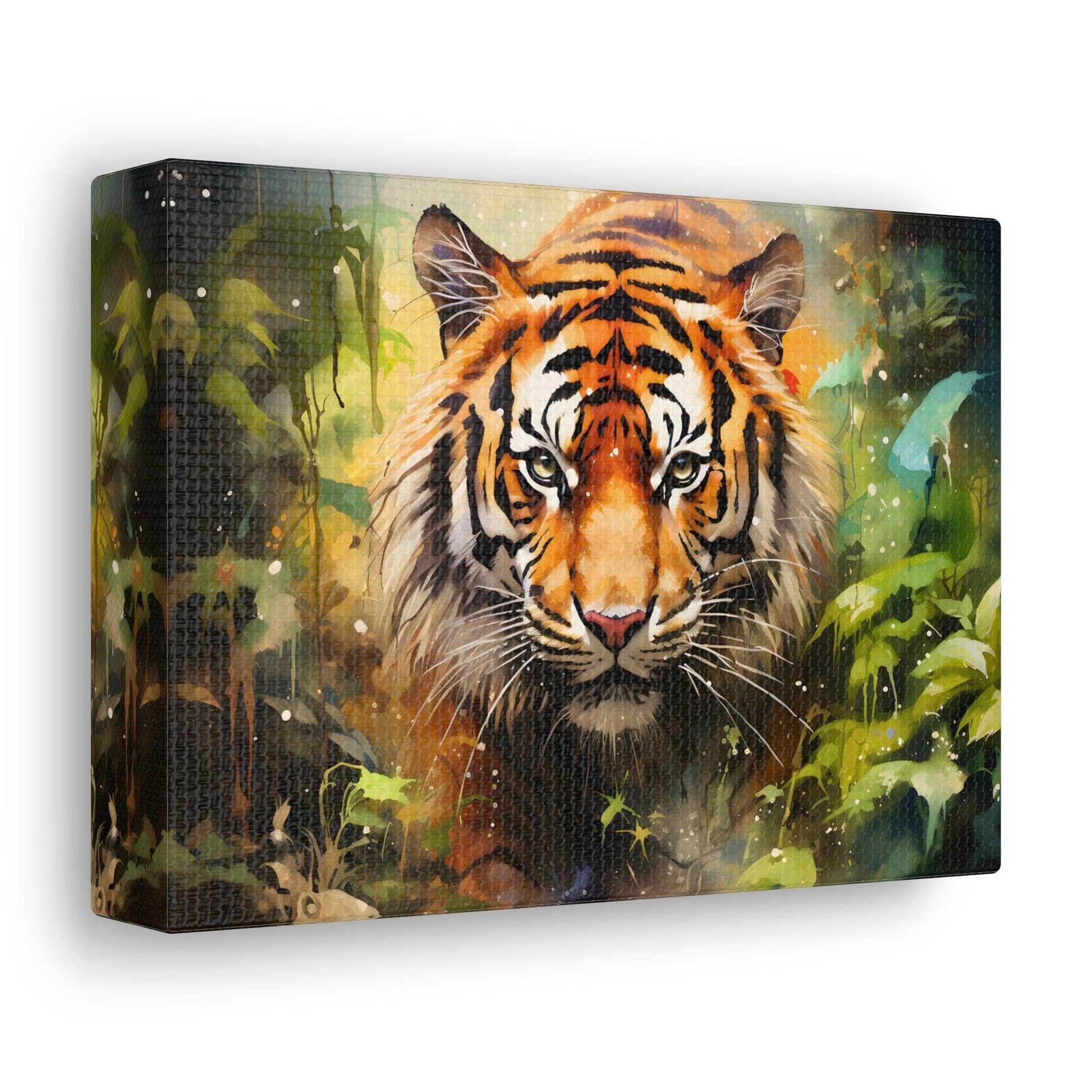Watercolor Tiger In Nature Art Canvas Gallery Wraps Tiger Print Large Canvas Art Animal Wall Art minimalist Wall Art Lover Gift - Giftsmojo
