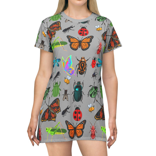Bug T-Shirt Dress - Unique Insect Print