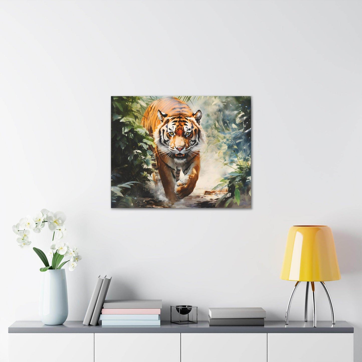 Watercolor Tiger In Nature Art Canvas Gallery Wraps Tiger Print Large Canvas Art Animal Wall Art minimalist Wall Art Lover Gift - Giftsmojo