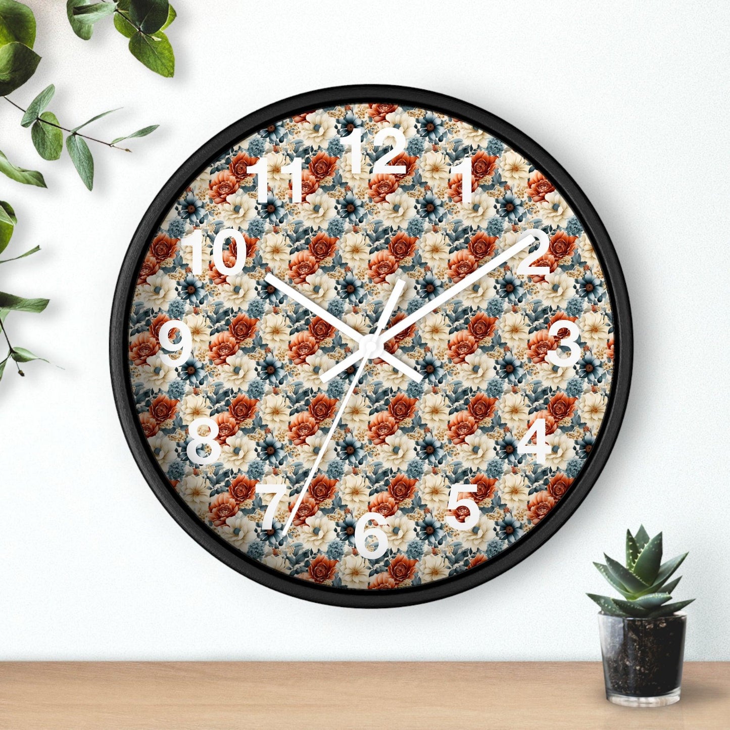 Vintage Flower Wall Clock Floral Wall Clock Kids Room Home Decor New Home House Warming Gift New Home Owner,