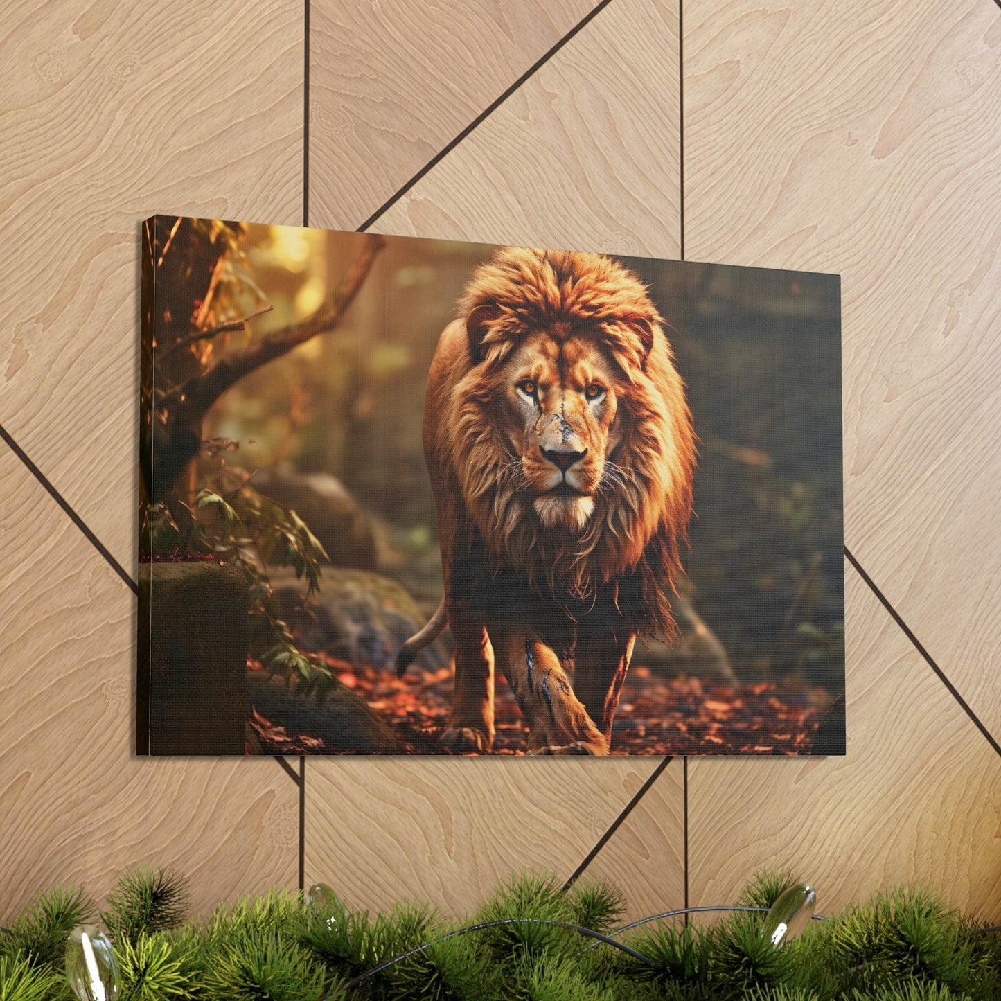 Wounded Lion In Nature Art Canvas Gallery Wraps Lion Print Large Canvas Art Animal Wall Art minimalist Wall Art Lover Gift - Giftsmojo
