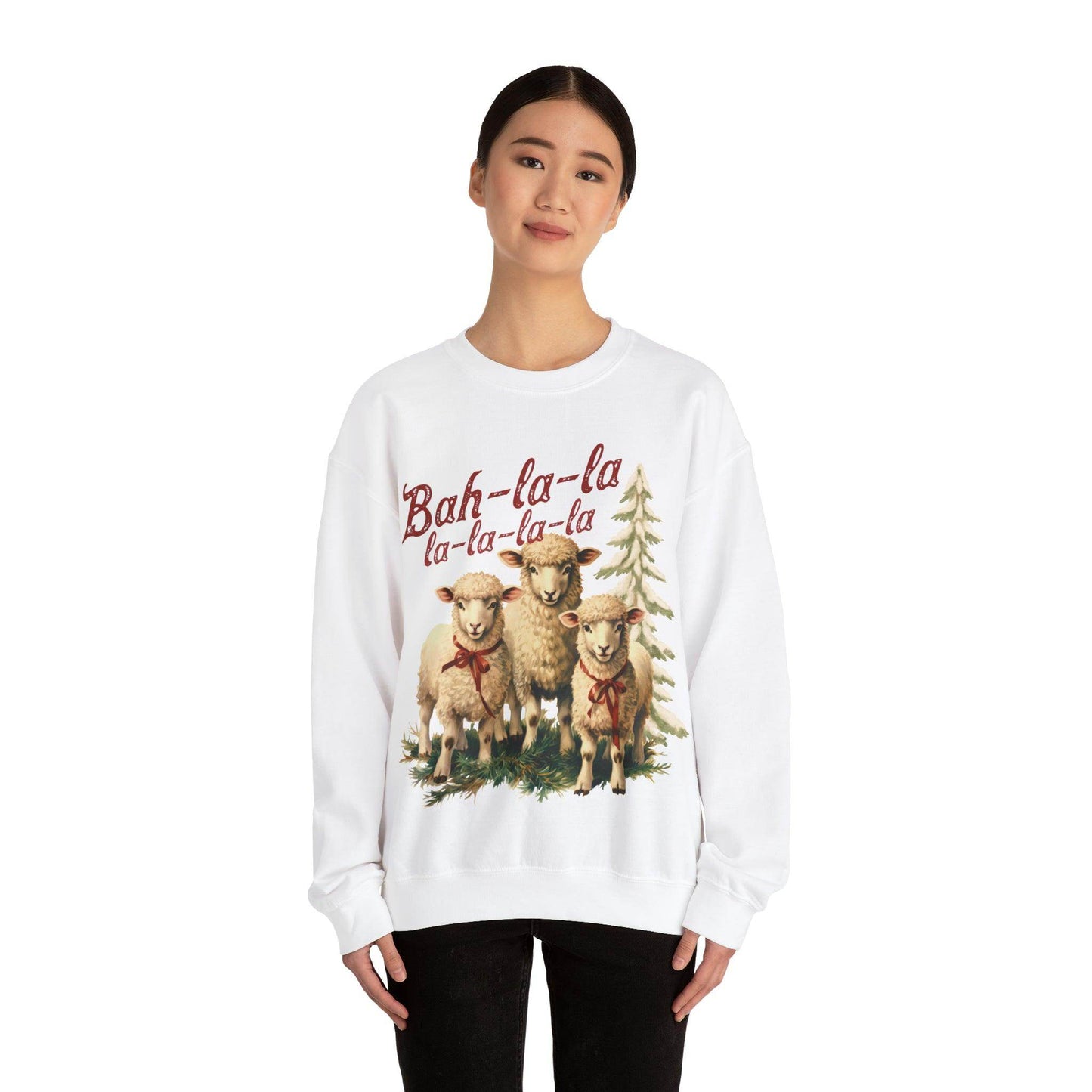 Funny Christmas Sweatshirt Christmas On The Farm Sweatshirt Christmas Sheep Sweatshirt Christmas Sweater Trendy Christmas Shirt Bah-la-la-la-la - Giftsmojo
