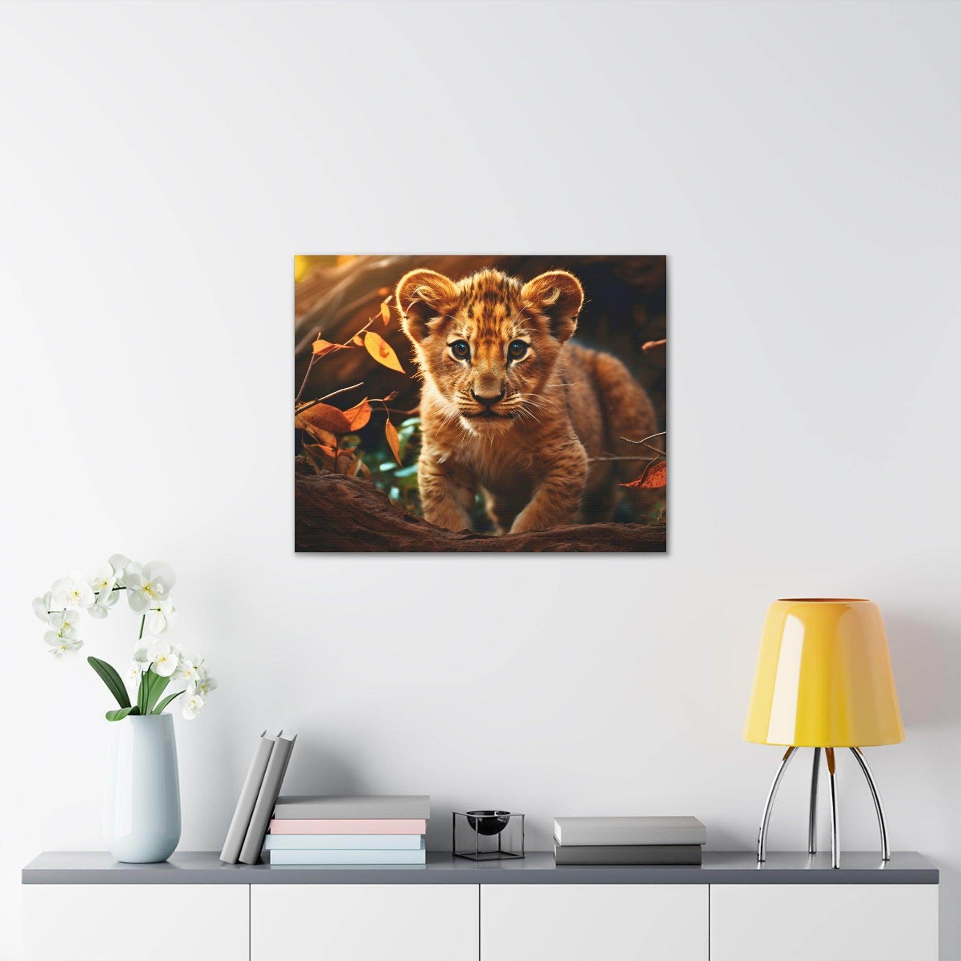Baby Lion Cub Print Animal Nature Art Safari Nursery Canvas Gallery Wraps Baby Lion Print Large Canvas Art Animal Wall Art Lover Gift - Giftsmojo