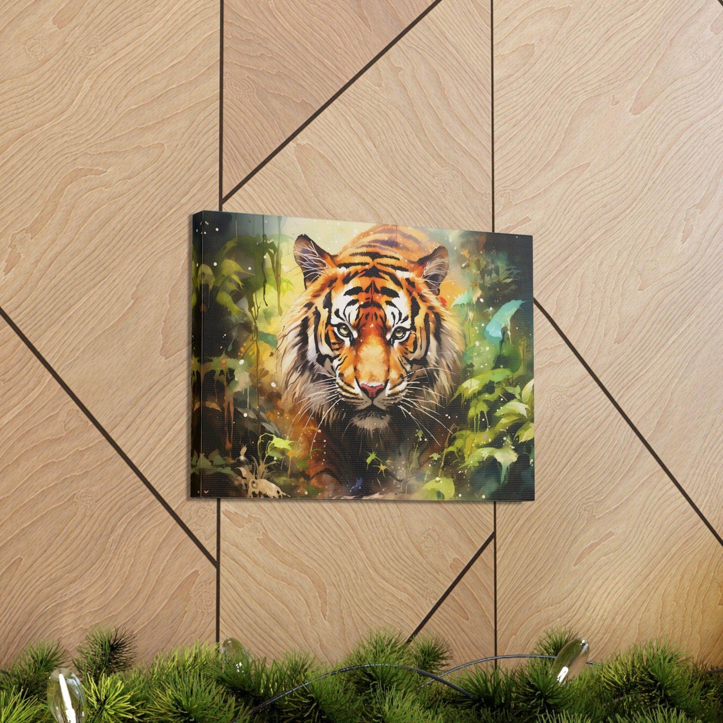 Watercolor Tiger In Nature Art Canvas Gallery Wraps Tiger Print Large Canvas Art Animal Wall Art minimalist Wall Art Lover Gift - Giftsmojo