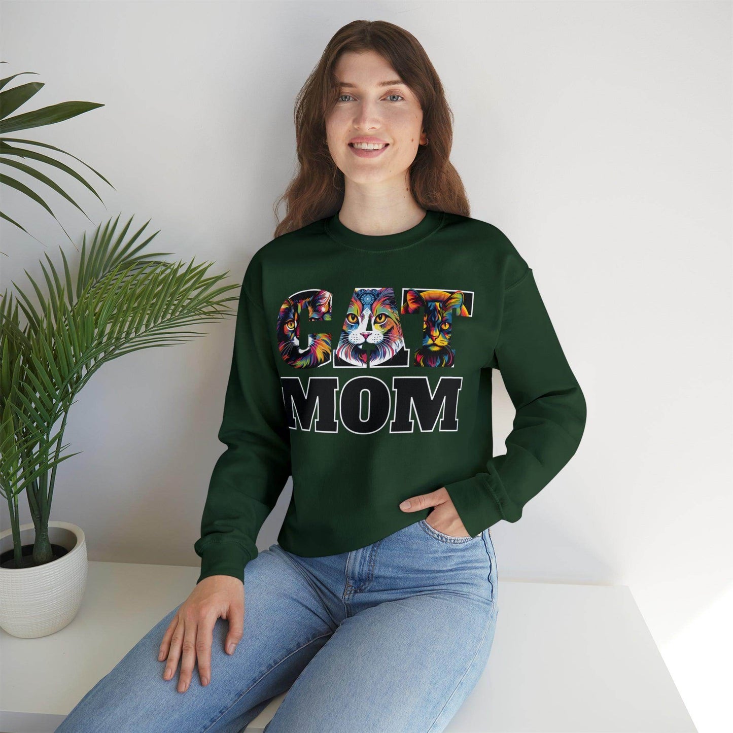 Cat Mom Sweatshirt Cat Sweatshirt Cat Crewneck Sweatshirt Cat Mom Gift Cat Lover Gift Cat Mama Shirt Cat Lover Sweater Animal Lover Gift - Giftsmojo