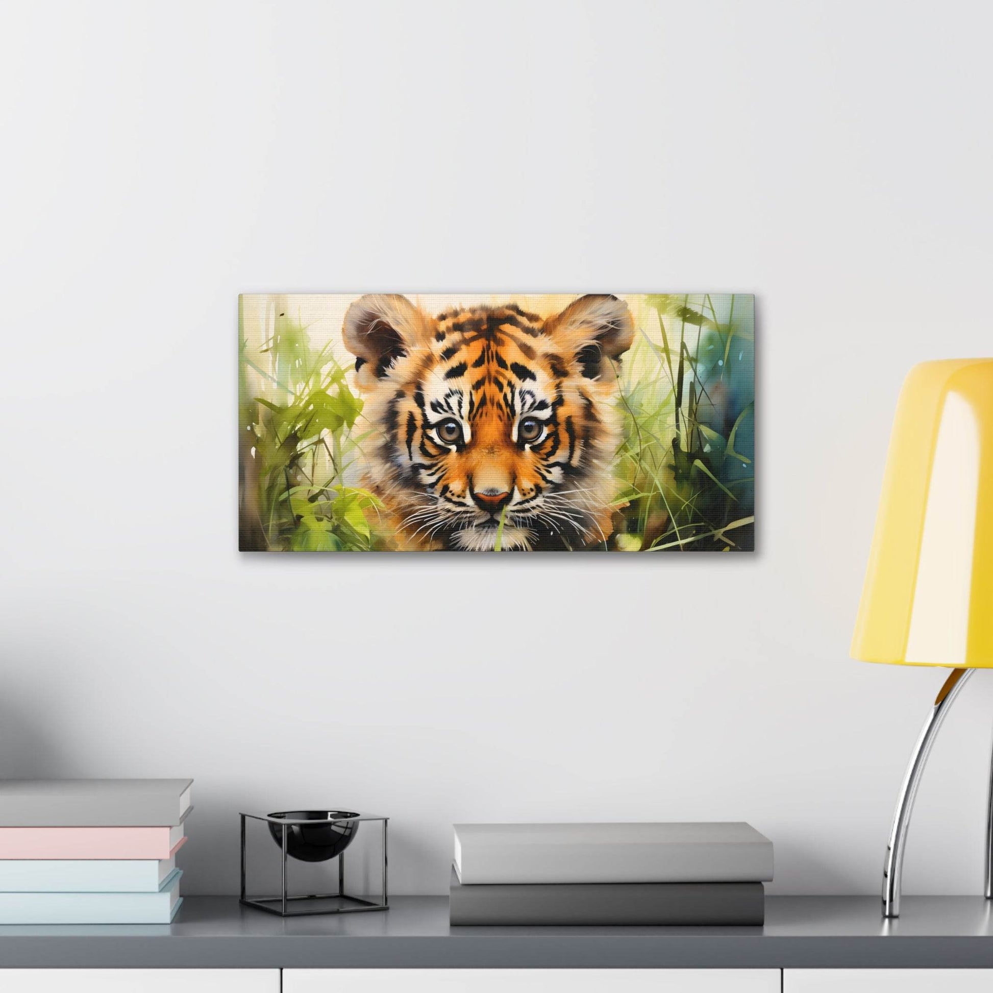 Watercolor Baby Tiger In Nature Art Canvas Gallery Wraps Tiger Print Large Canvas Art Animal Wall Art minimalist Wall Art Lover Gift - Giftsmojo
