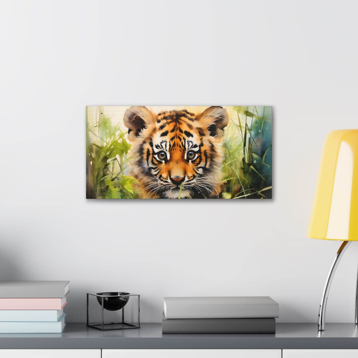 Watercolor Baby Tiger In Nature Art Canvas Gallery Wraps Tiger Print Large Canvas Art Animal Wall Art minimalist Wall Art Lover Gift - Giftsmojo