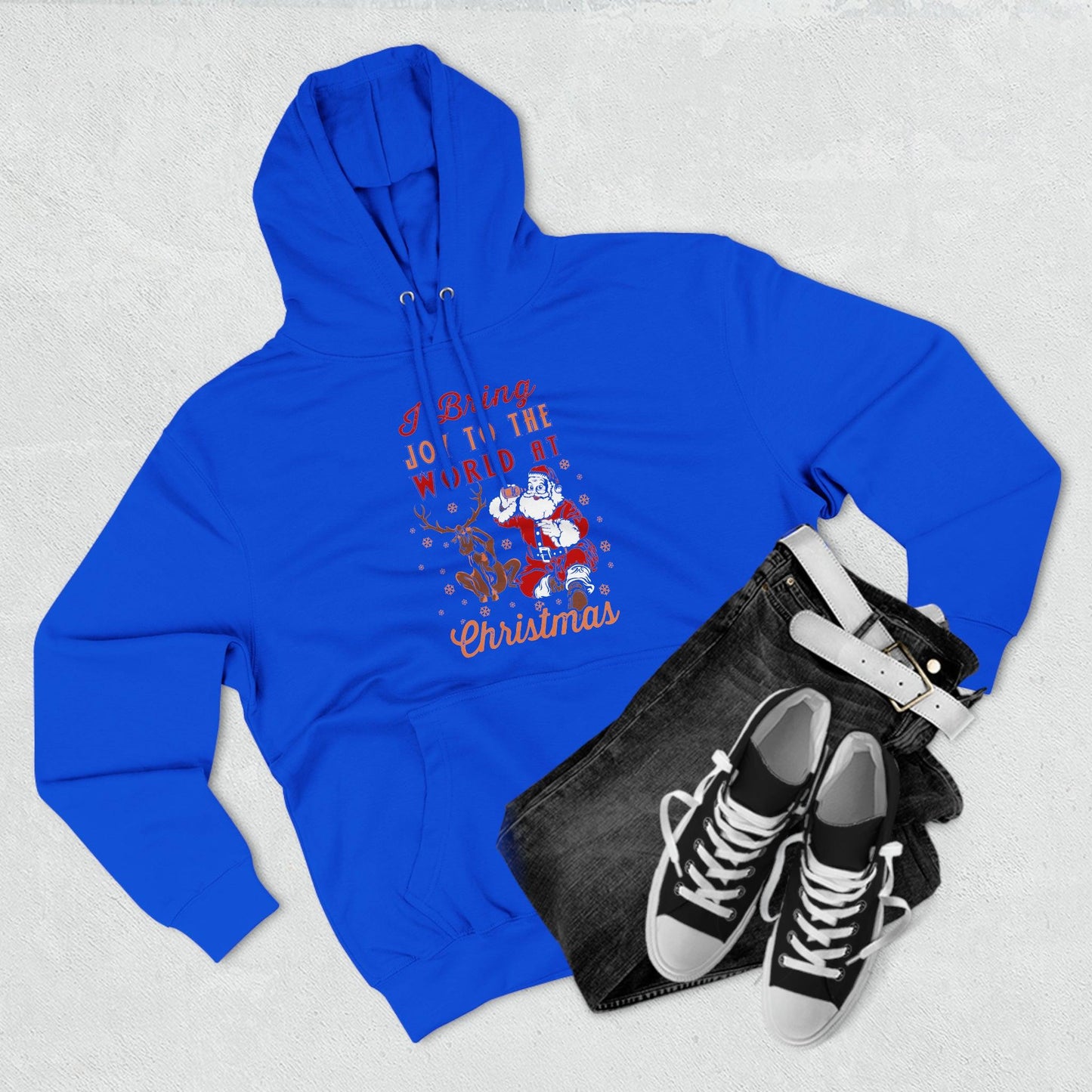 I bring Joy to the World at Christmas Unisex Premium Pullover Hoodie - Giftsmojo