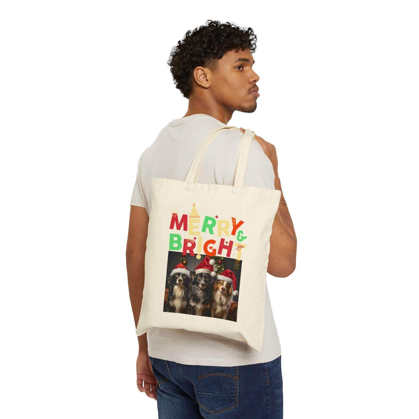 Christmas Cotton Canvas Tote Bag Christmas Shopping Bag Market bag Christmas Bag - Giftsmojo