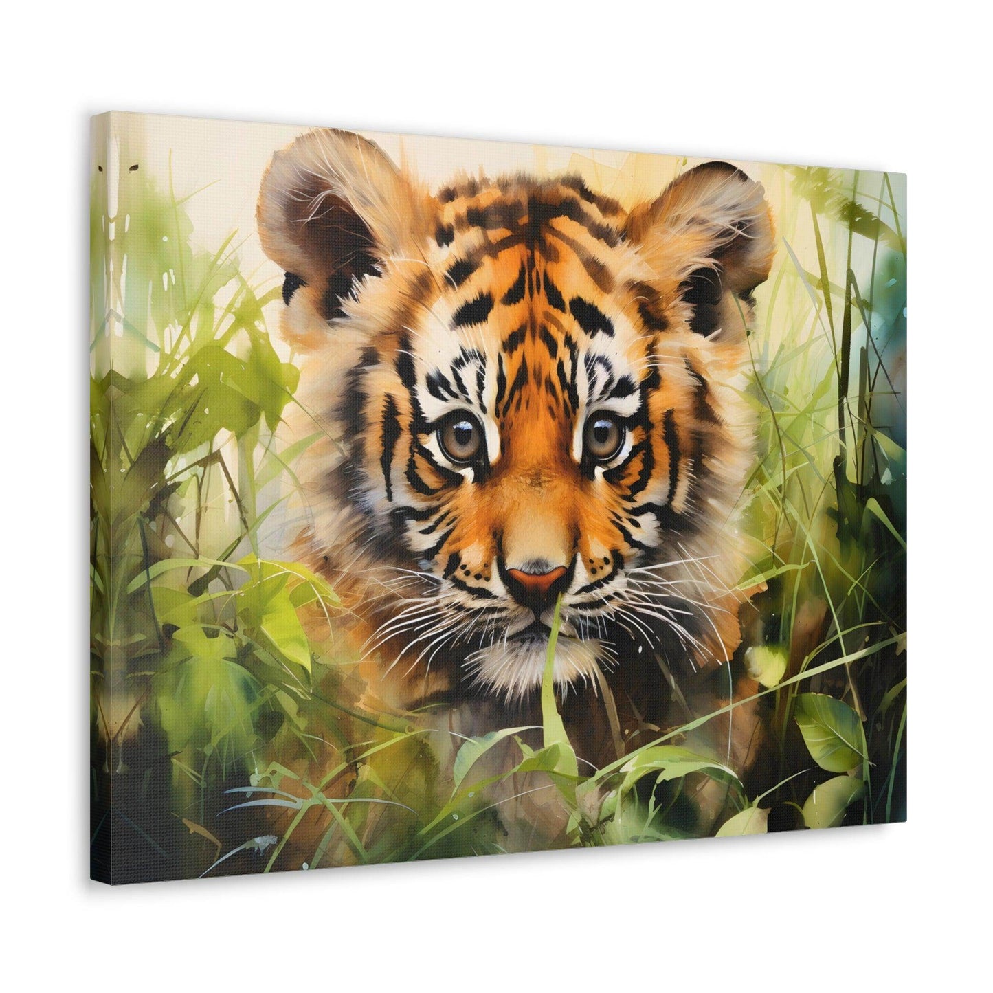 Watercolor Baby Tiger In Nature Art Canvas Gallery Wraps Tiger Print Large Canvas Art Animal Wall Art minimalist Wall Art Lover Gift - Giftsmojo