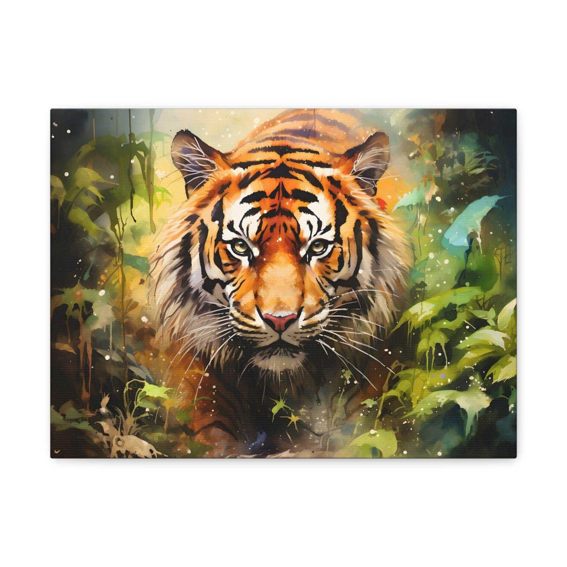 Watercolor Tiger In Nature Art Canvas Gallery Wraps Tiger Print Large Canvas Art Animal Wall Art minimalist Wall Art Lover Gift - Giftsmojo