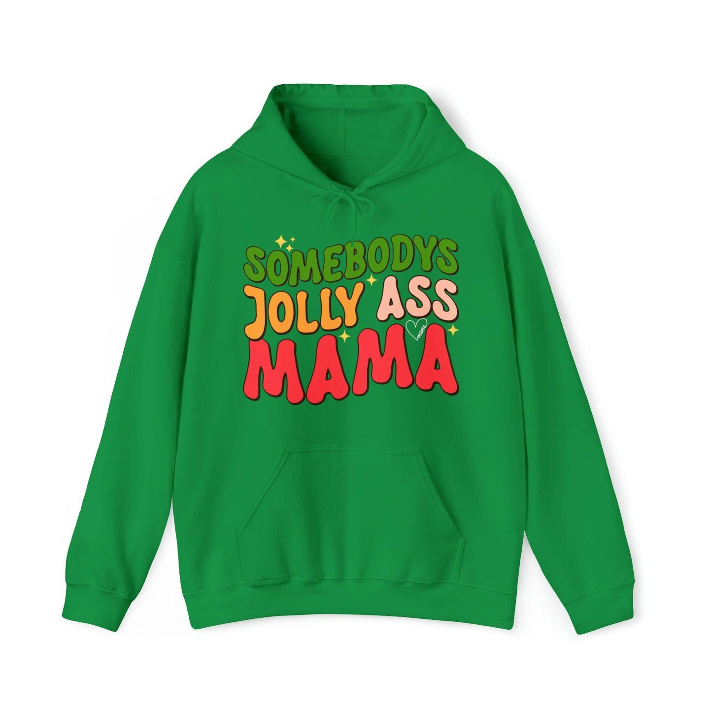 Funny Groovy Retro Christmas - Somebodys Jolly Ass MAMA Christmas Hooded Sweatshirt - Giftsmojo