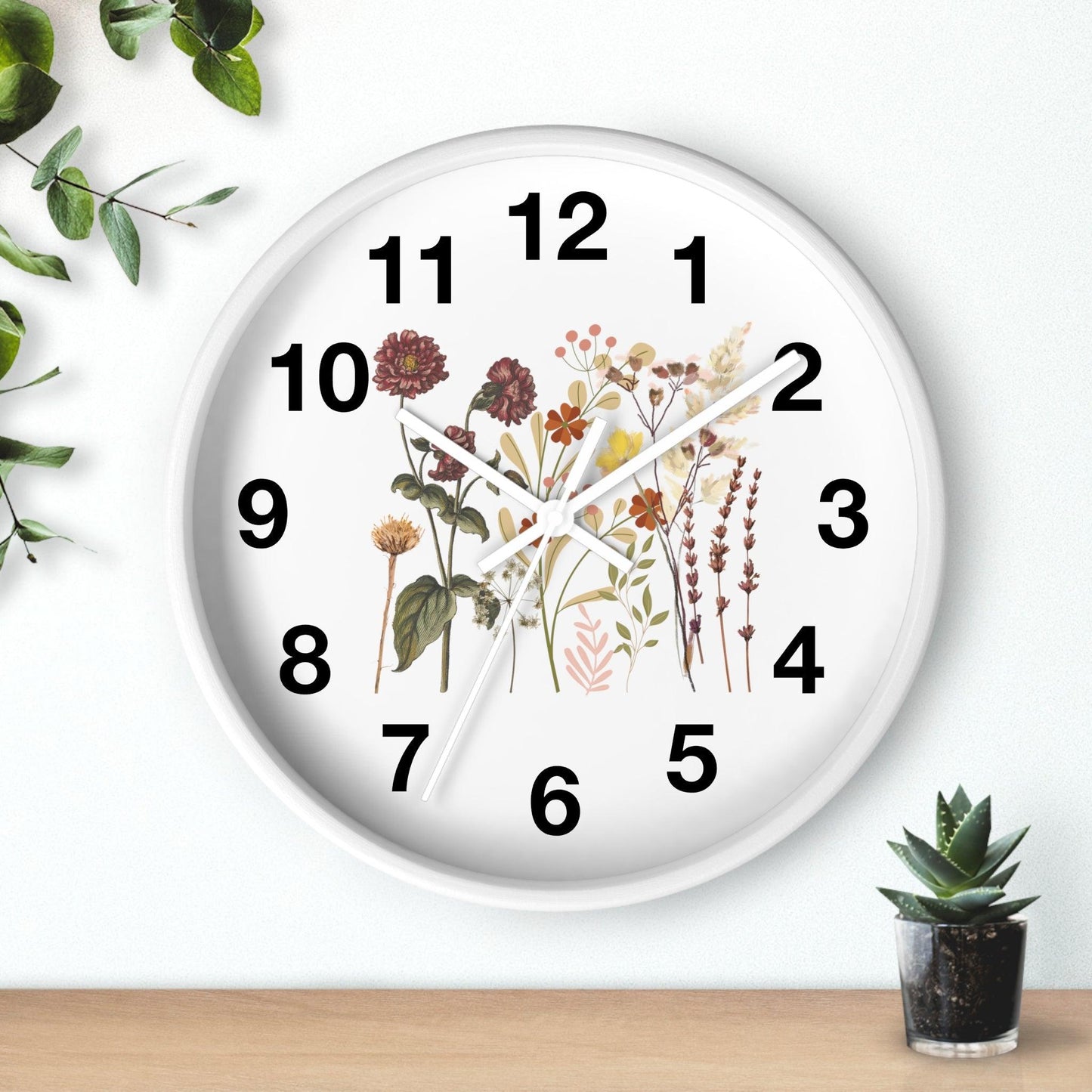 Flower wall clock, Wall clock. Floral Wall Clock, Home decor gift, House Warming gift, unique Gift, Mom gift
