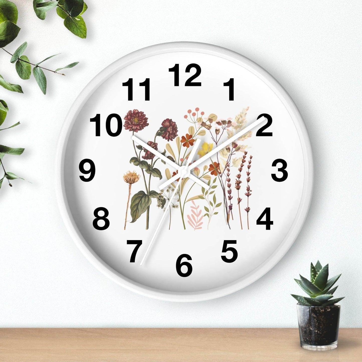 Flower wall clock, Wall clock. Floral Wall Clock, Home decor gift, House Warming gift, unique Gift, Mom gift - Giftsmojo