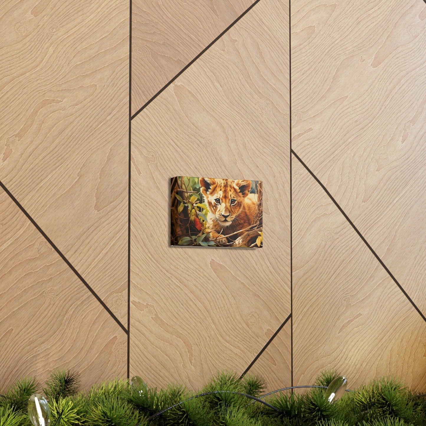 Watercolor Baby Lion In Nature Art Canvas Gallery Wraps Baby Lion Print Large Canvas Art Animal Wall Art minimalist Wall Art Lover Gift