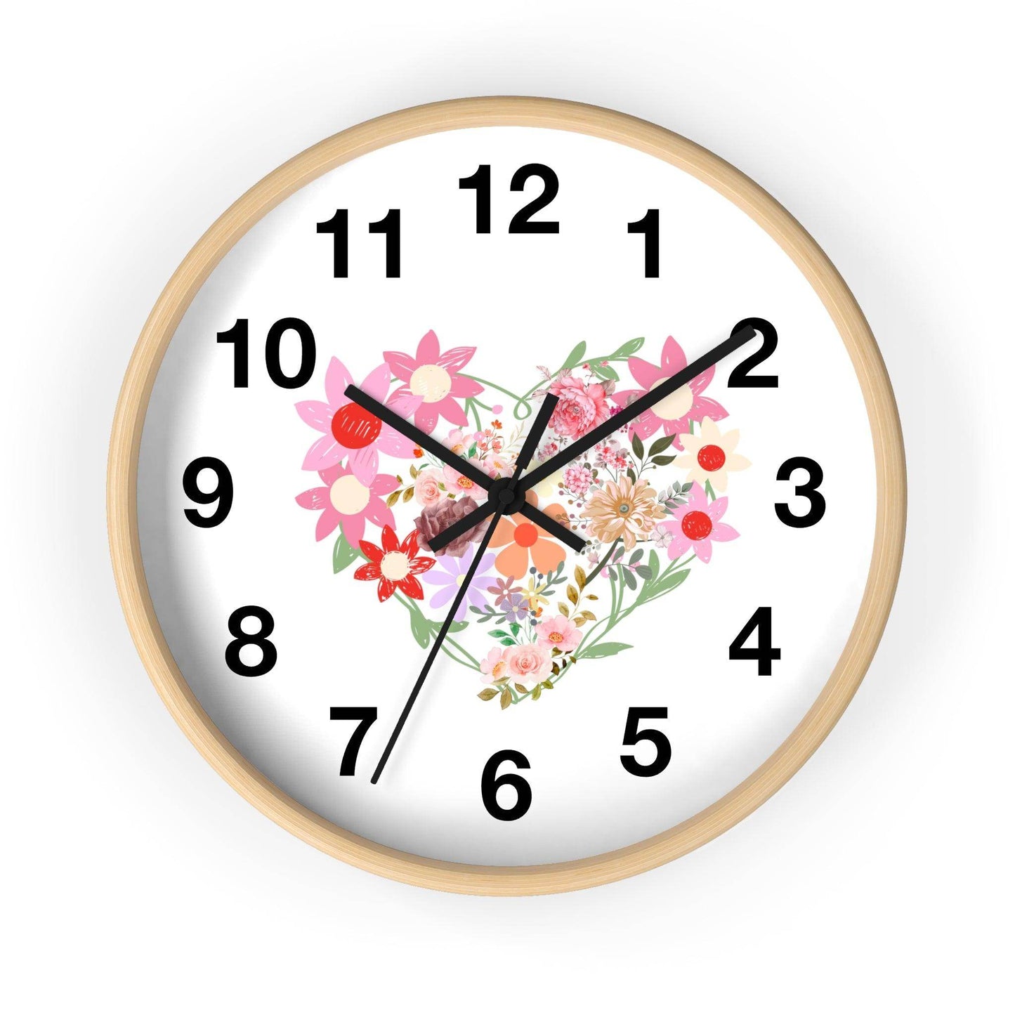 Flower wall clock, Flower Heart Wall clock, Floral Wall Clock, Home decor gift, House Warming gift, New Home Gift, Mom gift - Giftsmojo