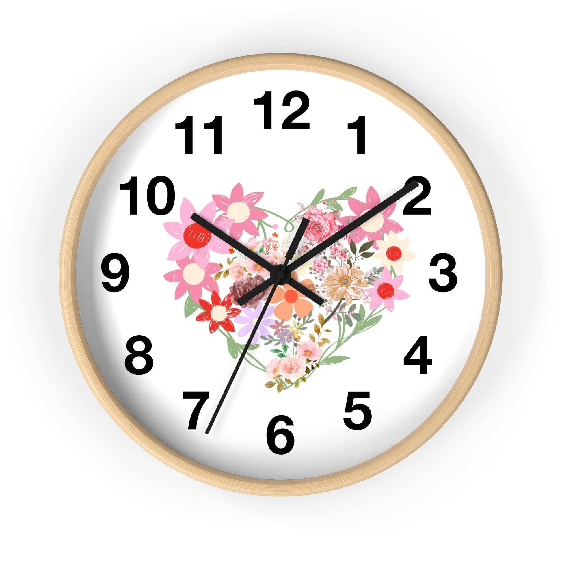 Flower wall clock, Flower Heart Wall clock, Floral Wall Clock, Home decor gift, House Warming gift, New Home Gift, Mom gift - Giftsmojo