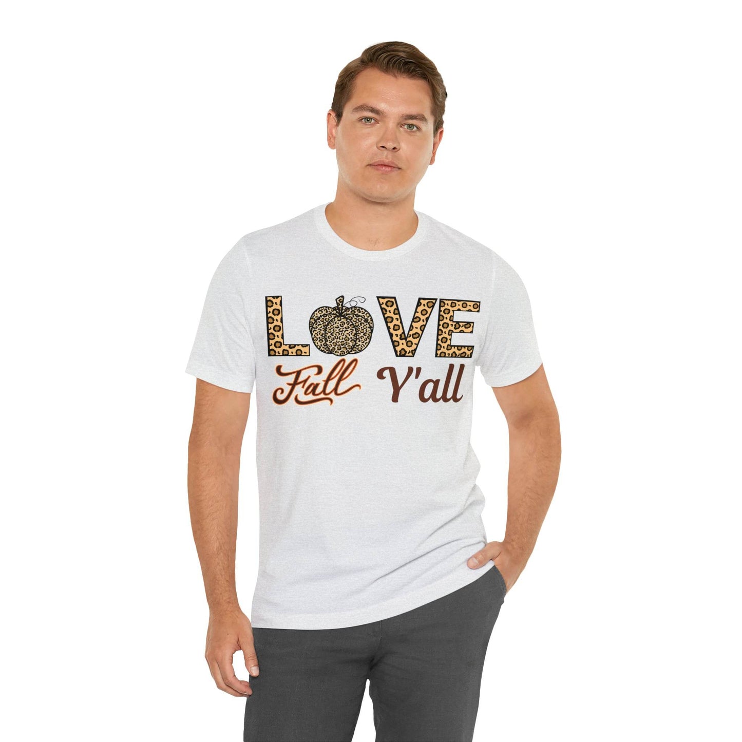 Leopard Print Love Fall Y'all Shirt, Pumpkin Shirt, Fall Shirt for Fall Lovers, Fall Gift - Giftsmojo