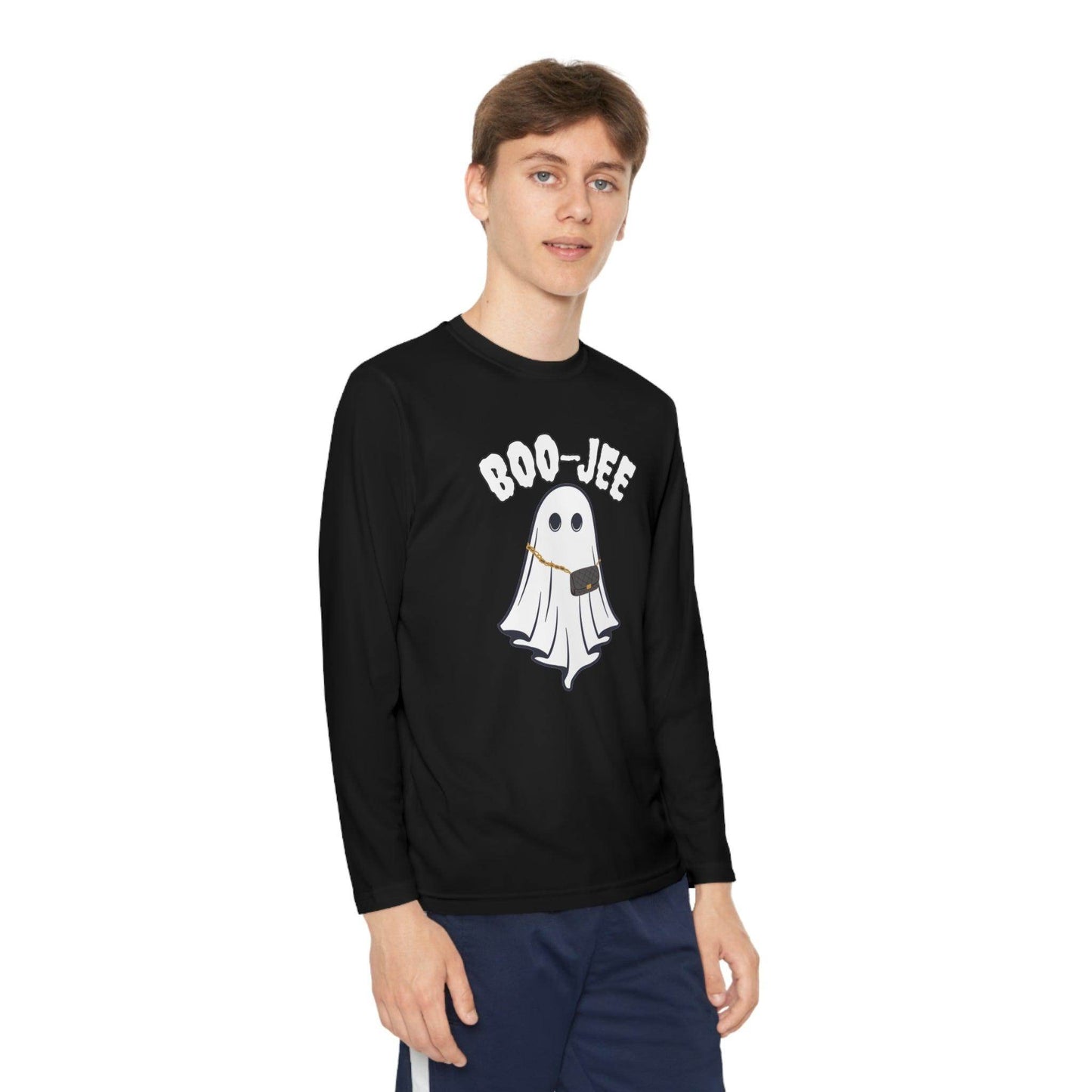 Boo-jee Youth Halloween Costume Long Sleeve Competitor Tee Boojee Halloween Boujee - Giftsmojo