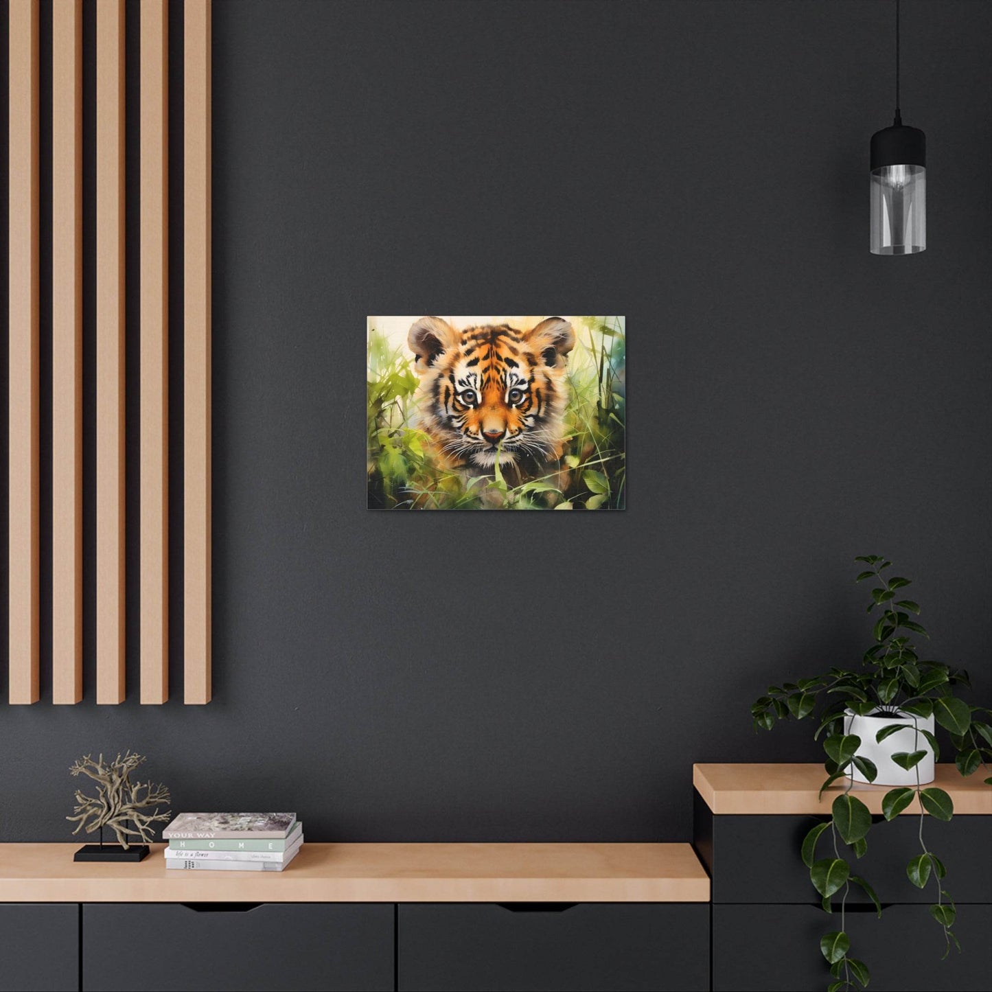 Watercolor Baby Tiger In Nature Art Canvas Gallery Wraps Tiger Print Large Canvas Art Animal Wall Art minimalist Wall Art Lover Gift - Giftsmojo