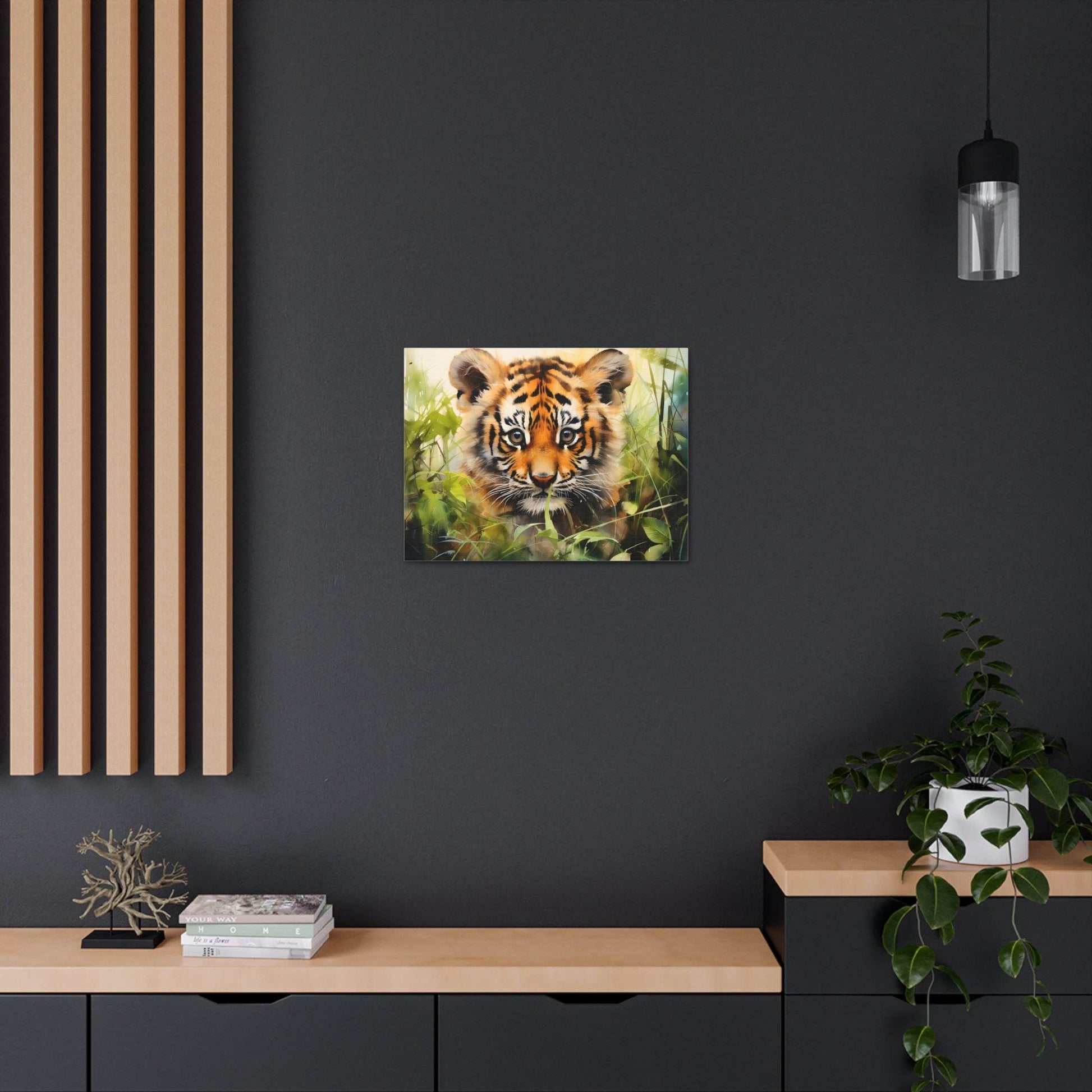 Watercolor Baby Tiger In Nature Art Canvas Gallery Wraps Tiger Print Large Canvas Art Animal Wall Art minimalist Wall Art Lover Gift - Giftsmojo