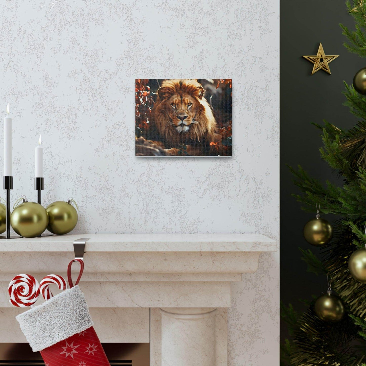 Lion In Nature Art Canvas Gallery Wraps Lion Print Large Canvas Art Animal Wall Art minimalist Wall Art Lover Gift - Giftsmojo