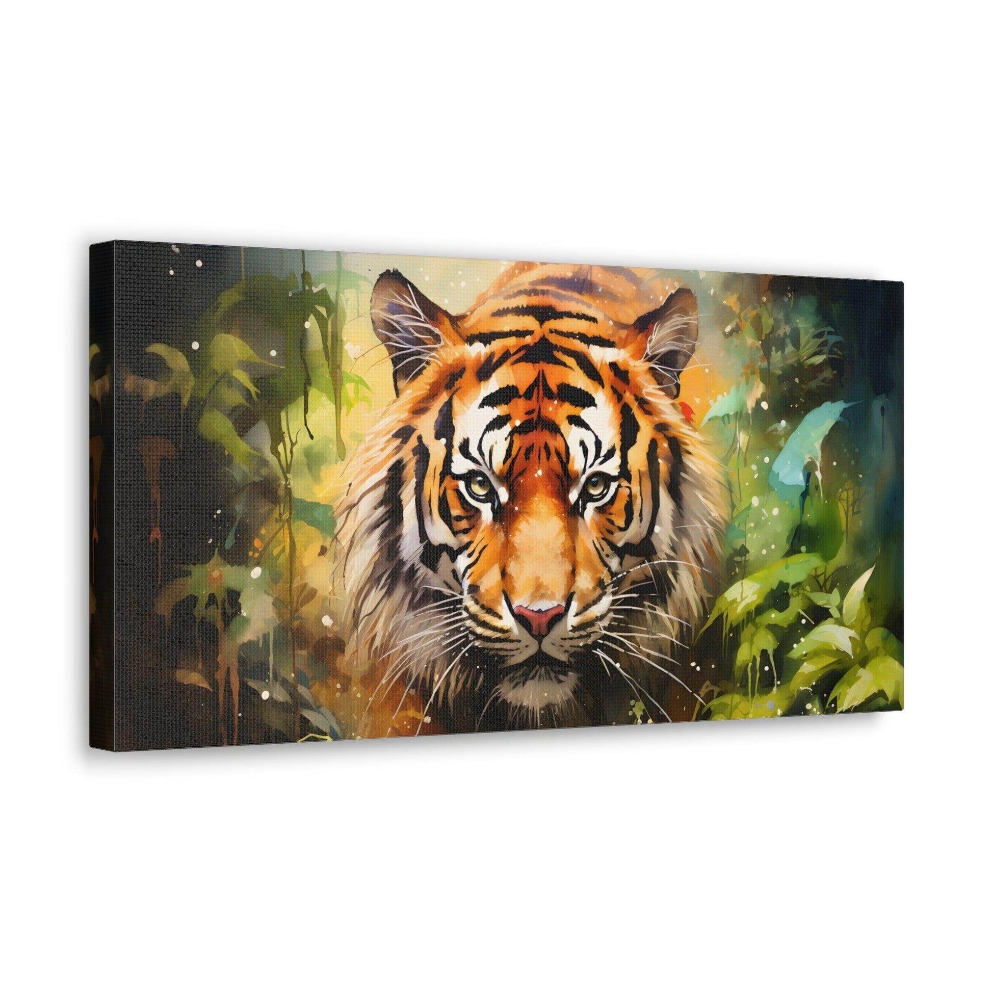 Watercolor Tiger In Nature Art Canvas Gallery Wraps Tiger Print Large Canvas Art Animal Wall Art minimalist Wall Art Lover Gift - Giftsmojo