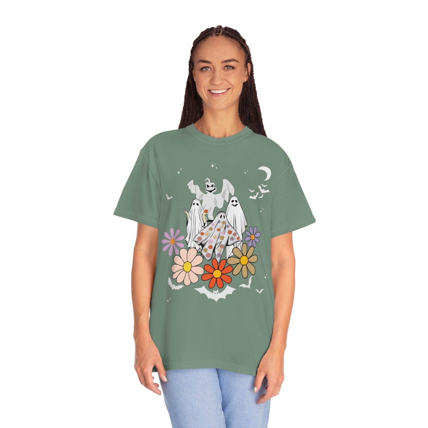 Floral Ghost Tshirt Retro Halloween Tshirt, Trick or Treat shirt, Vintage Shirt Halloween Shirt - Giftsmojo