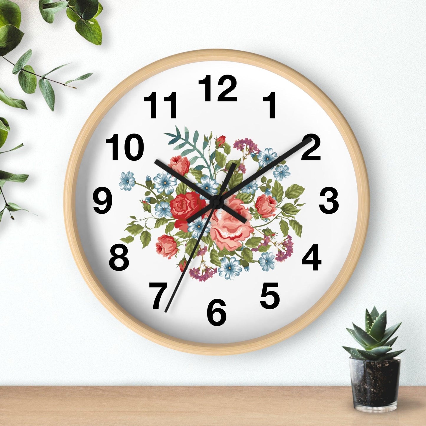 Flower Wall Clock Floral Wall Clock Home Decor Gift House Warming Gift- New Home Gift Mom Gift Farmhouse Clocks For Wall Living Room Bedroom