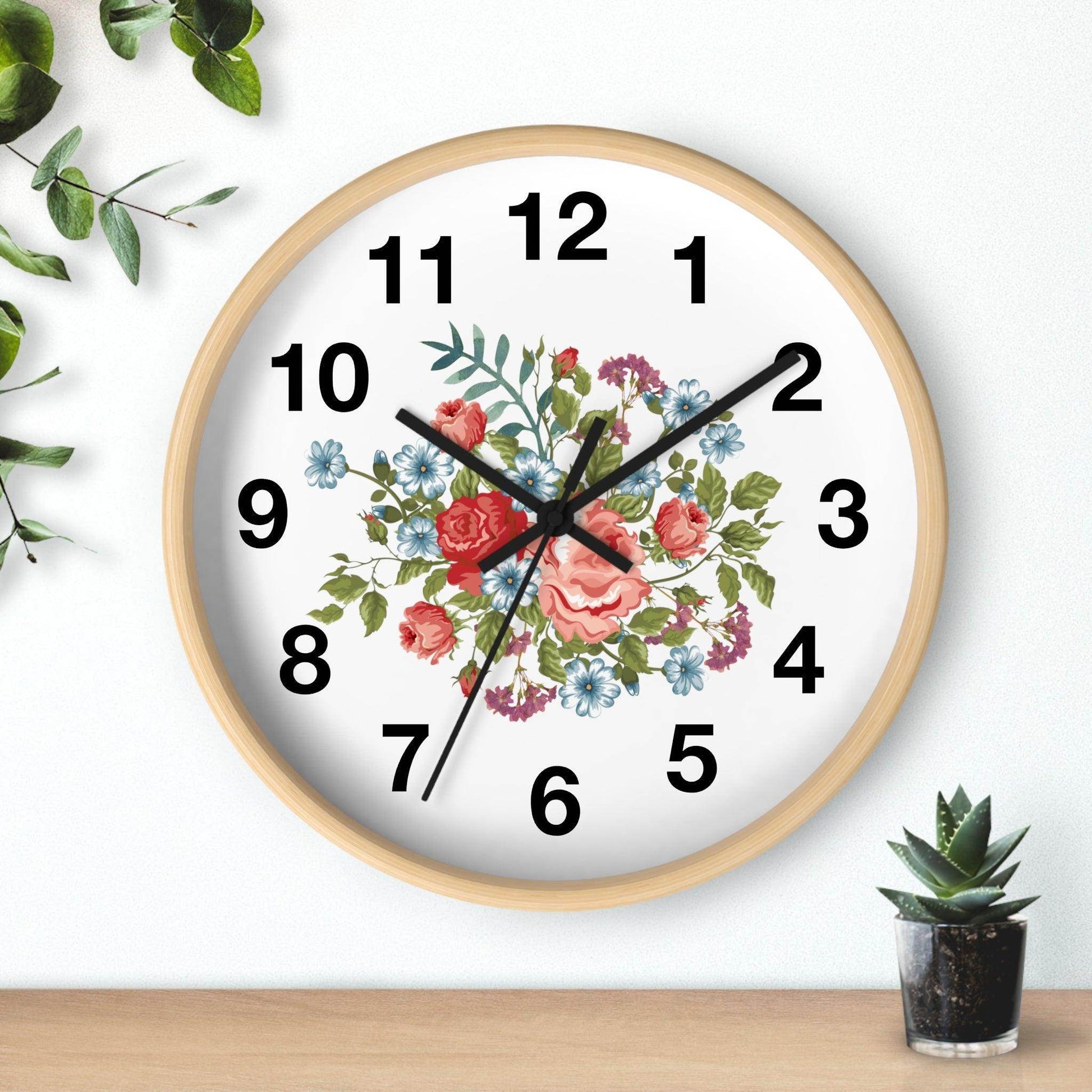 Flower Wall Clock Floral Wall Clock Home Decor Gift House Warming Gift- New Home Gift Mom Gift Farmhouse Clocks For Wall Living Room Bedroom - Giftsmojo
