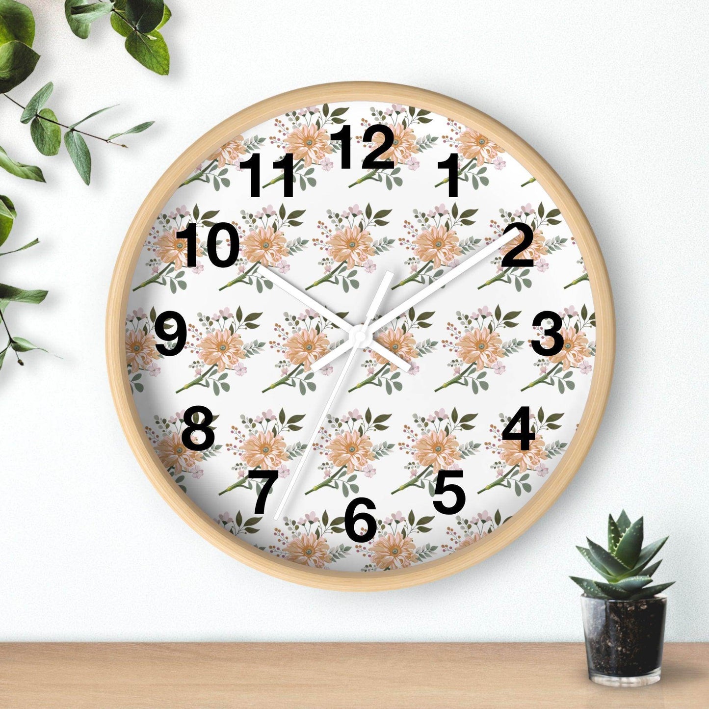 Flower wall clock, Wall clock. Floral Wall Clock, Home decor gift, House Warming gift, unique Gift, Mom gift - Giftsmojo
