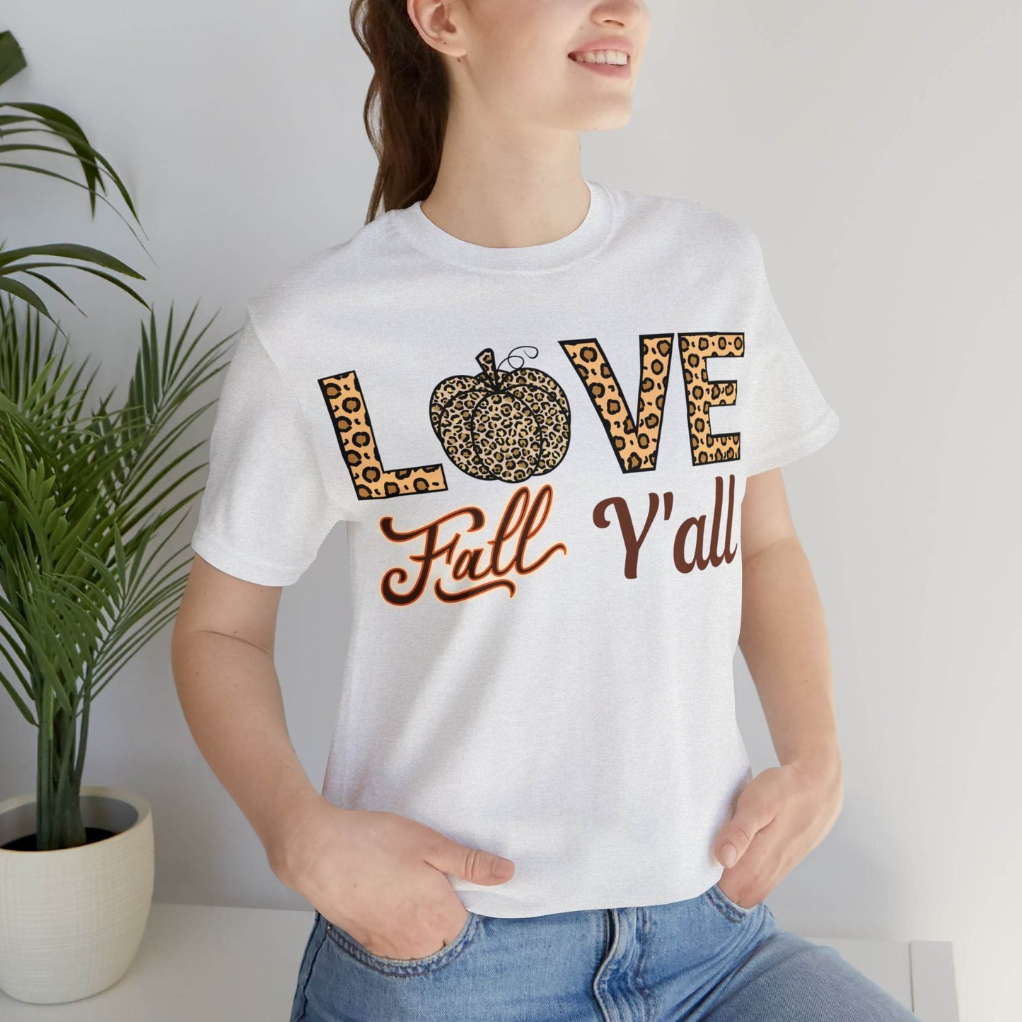 Leopard Print Love Fall Y'all Shirt, Pumpkin Shirt, Fall Shirt for Fall Lovers, Fall Gift - Giftsmojo