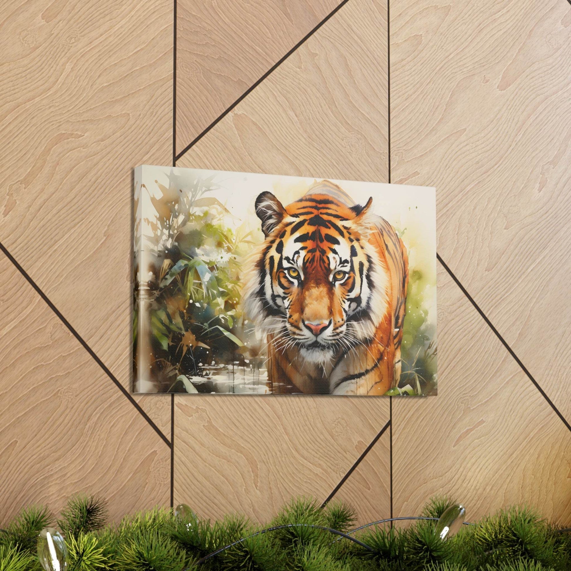 Watercolor Tiger In Nature Art Canvas Gallery Wraps Tiger Print Large Canvas Art Animal Wall Art minimalist Wall Art Lover Gift - Giftsmojo