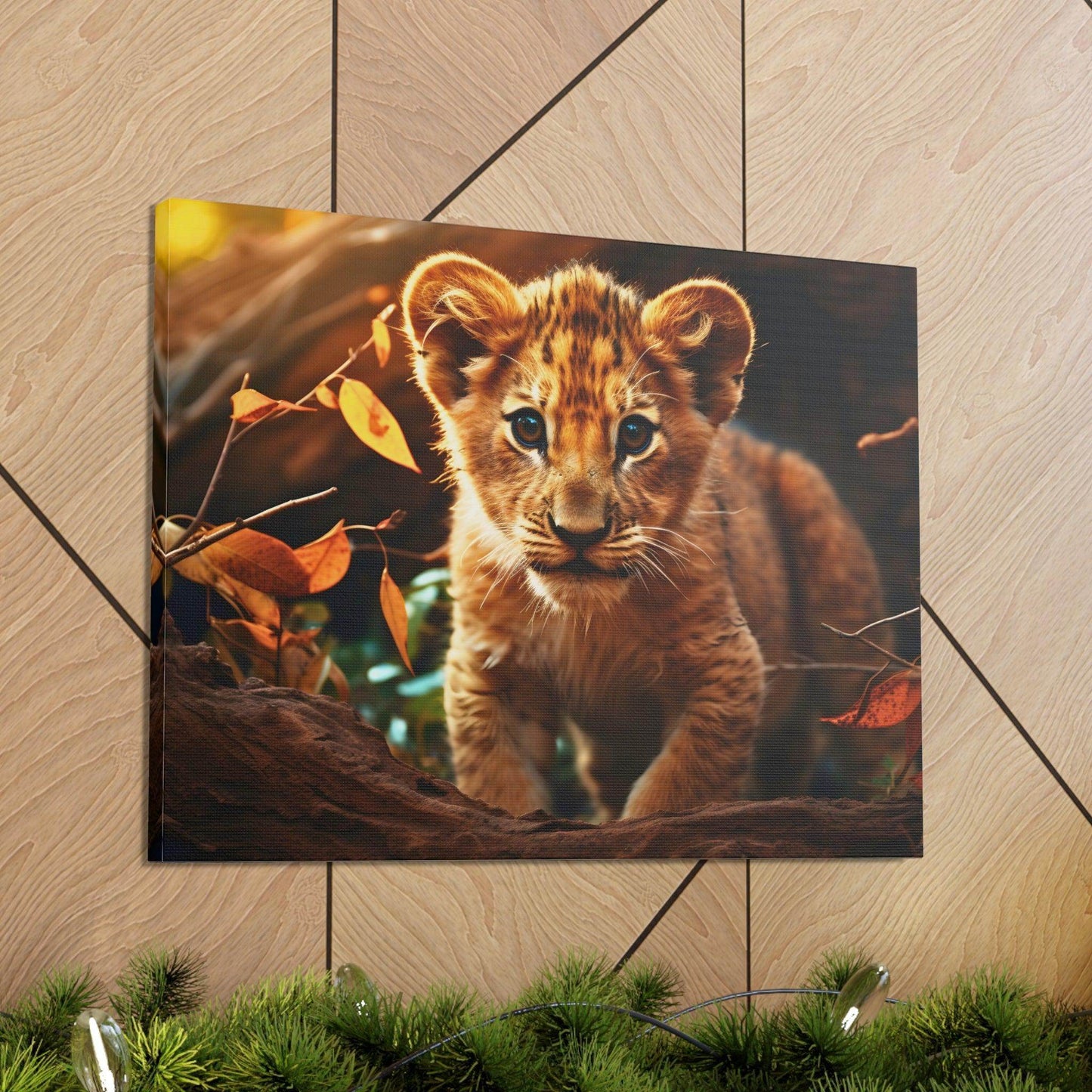 Baby Lion Cub Print Animal Nature Art Safari Nursery Canvas Gallery Wraps Baby Lion Print Large Canvas Art Animal Wall Art Lover Gift - Giftsmojo
