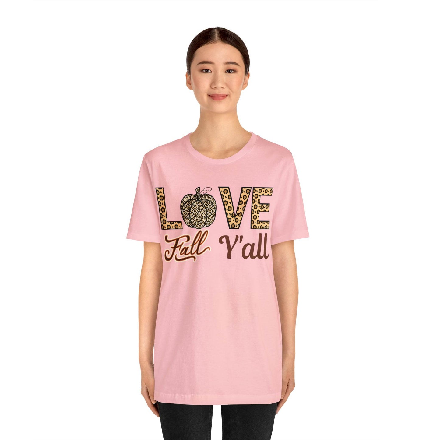 Leopard Print Love Fall Y'all Shirt, Pumpkin Shirt, Fall Shirt for Fall Lovers, Fall Gift - Giftsmojo