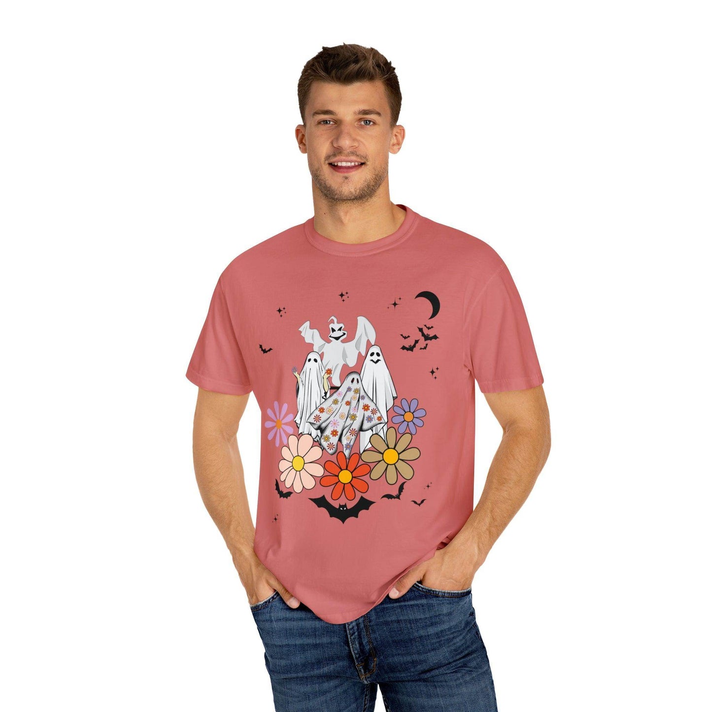 Floral Ghost Halloween Costume Retro Halloween Shirt, Trick or Treat shirt, Vintage Shirt Halloween Shirt ghost Shirt Office Halloween Party Outfit - Giftsmojo