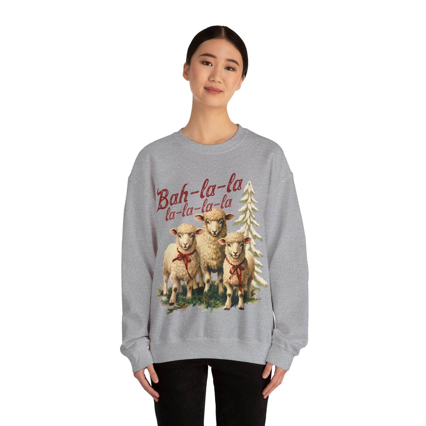 Funny Christmas Sweatshirt Christmas On The Farm Sweatshirt Christmas Sheep Sweatshirt Christmas Sweater Trendy Christmas Shirt Bah-la-la-la-la - Giftsmojo