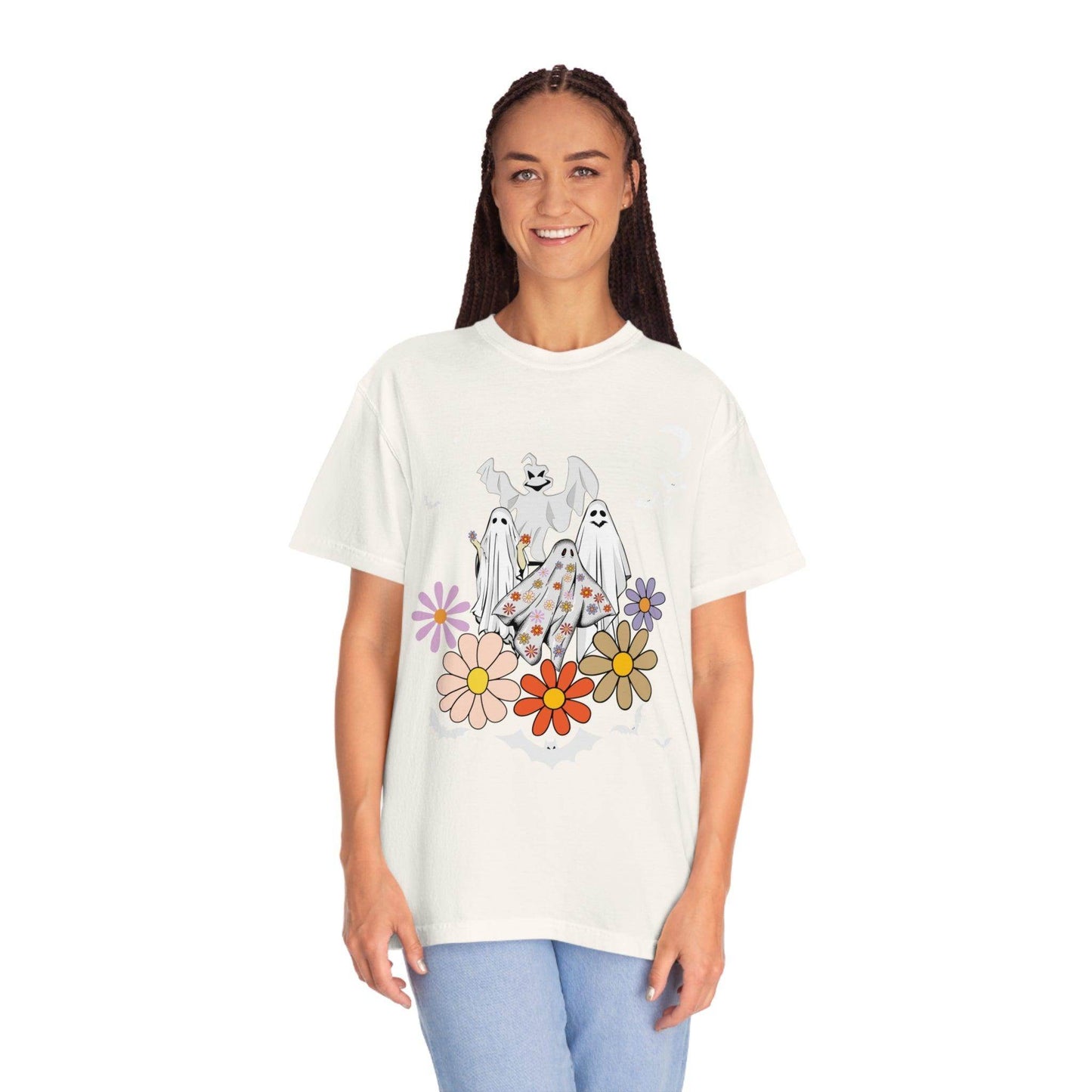 Floral Ghost Tshirt Retro Halloween Tshirt, Trick or Treat shirt, Vintage Shirt Halloween Shirt - Giftsmojo