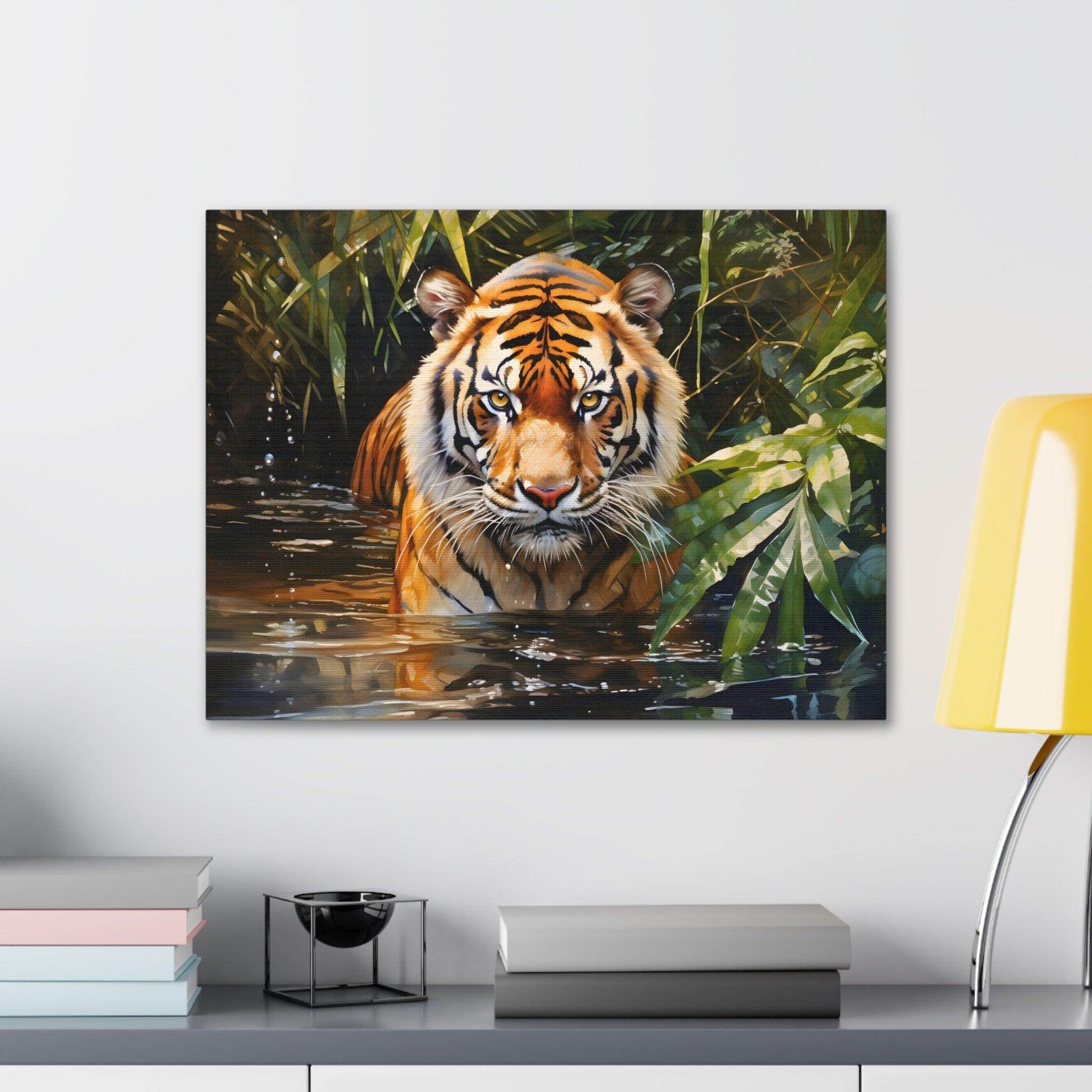 Watercolor Tiger In Nature Art Canvas Gallery Wraps Tiger Print Large Canvas Art Animal Wall Art minimalist Wall Art Lover Gift - Giftsmojo