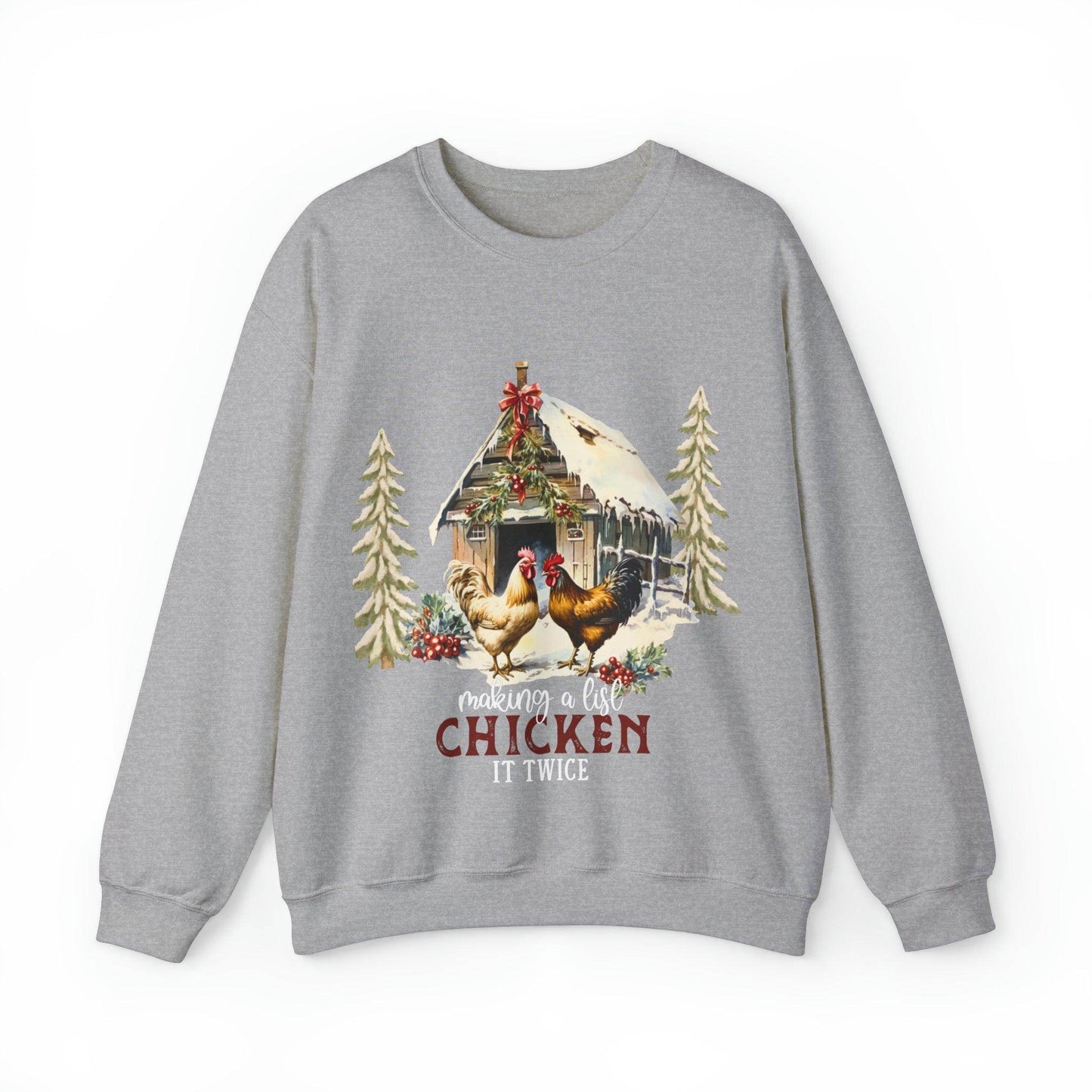 Making A List Chicken It Twice Christmas Sweatshirt Christmas on The Farm Sweatshirt Christmas Farm Sweatshirt Christmas Sweater Trendy Christmas Shirt Farmers - Giftsmojo